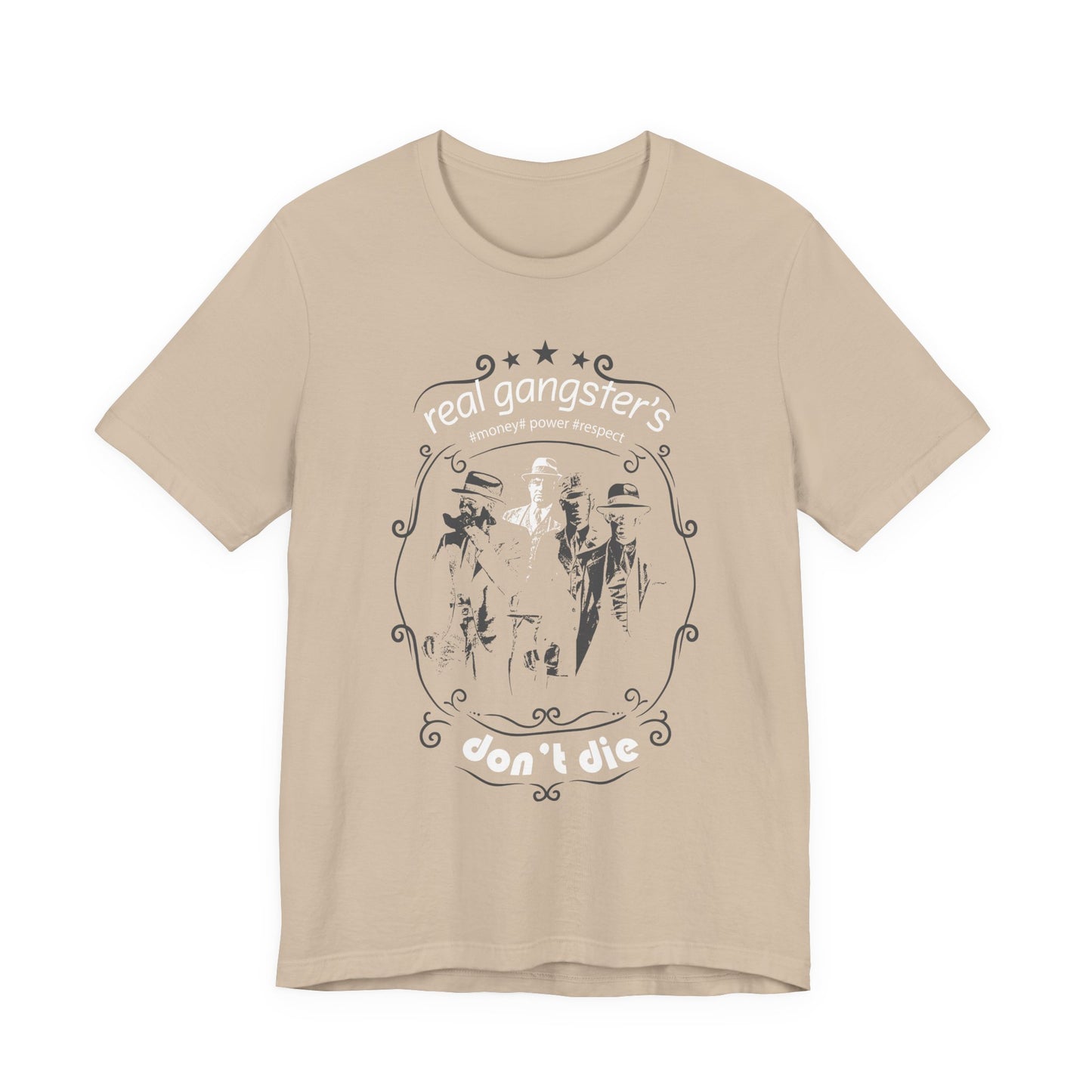 Real Gangsters Don't Die T-Shirt Vintage Outlaw Illustration Retro Biker Tee A-3