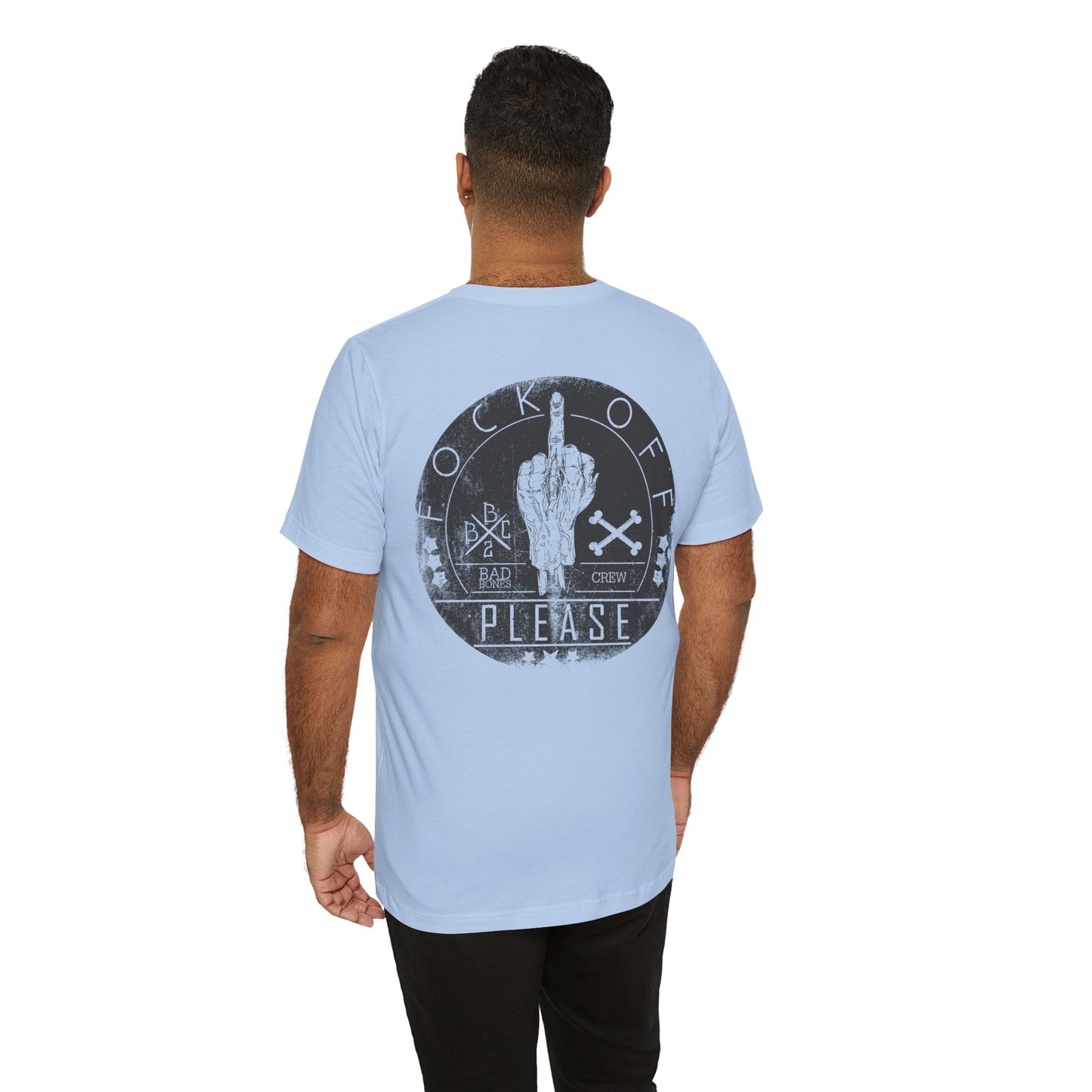Fk Off Please tee Graphic Middle Finger Skull Design T-Shirt A-11