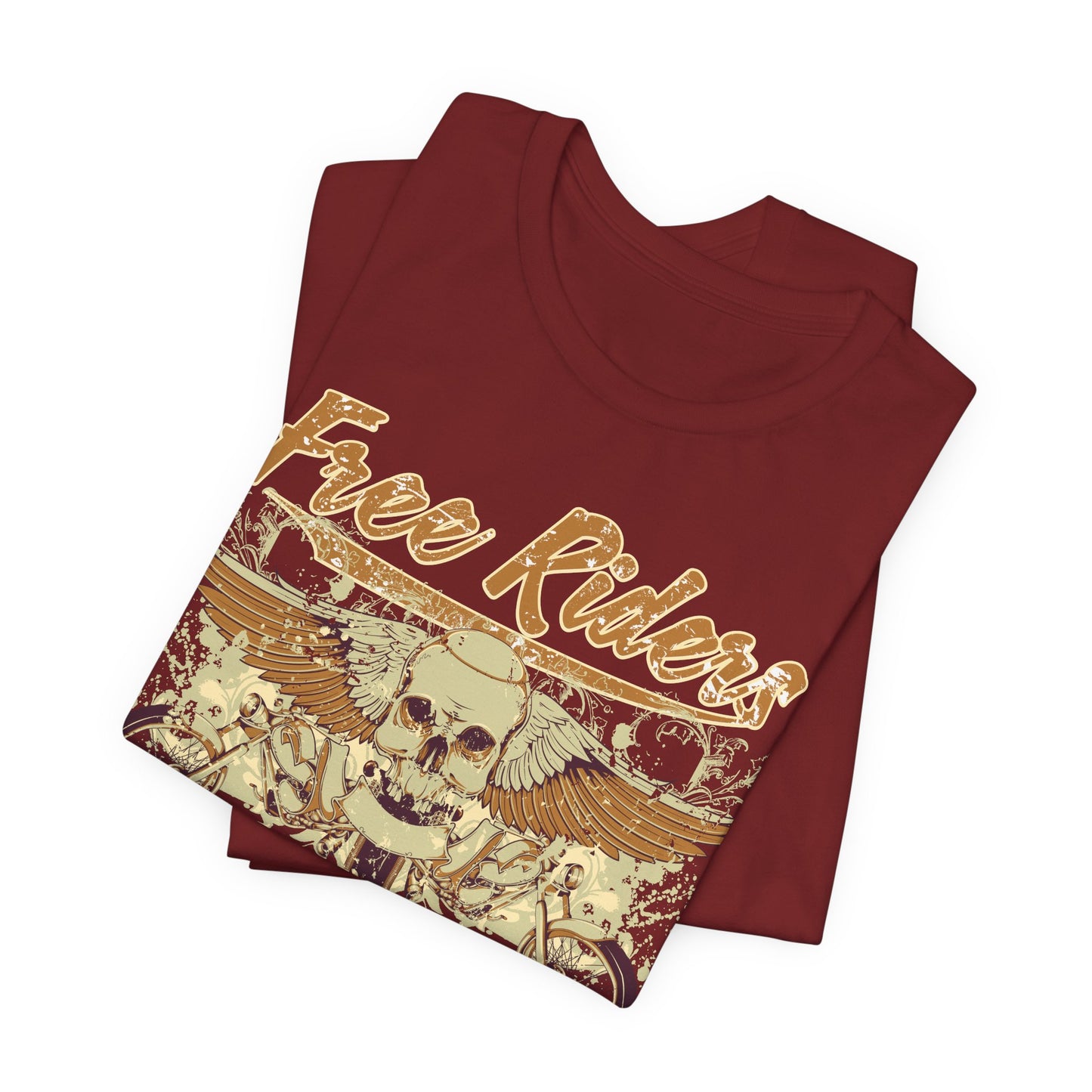 Free Riders Skull Motorcycle Tee Biker Graphic Art Design T-Shirt A-1