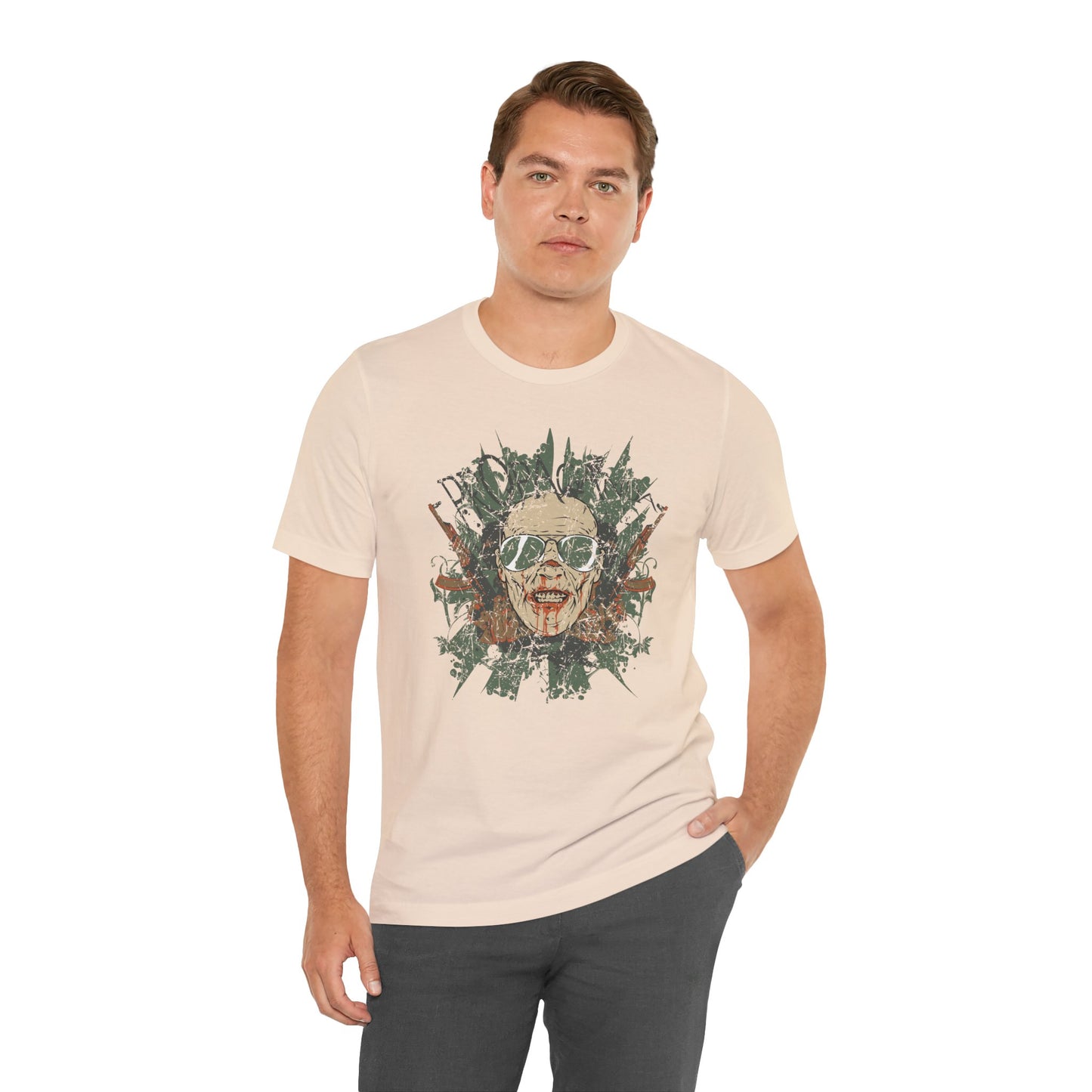 Retro Skull Floral Graphic Design Unisex Cotton T-Shirt G-2