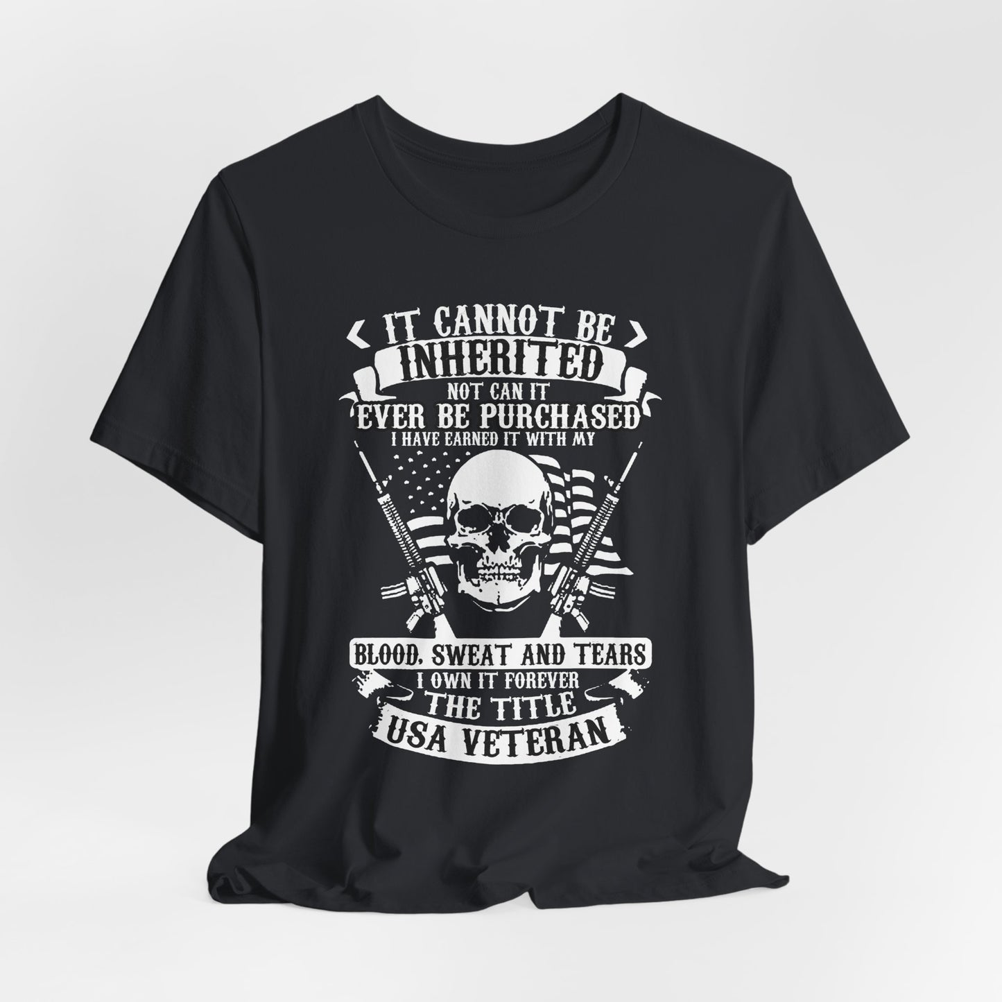 USA Veteran skull flag crossed rifles T-Shirt Military pride Unisex Cotton tee v54