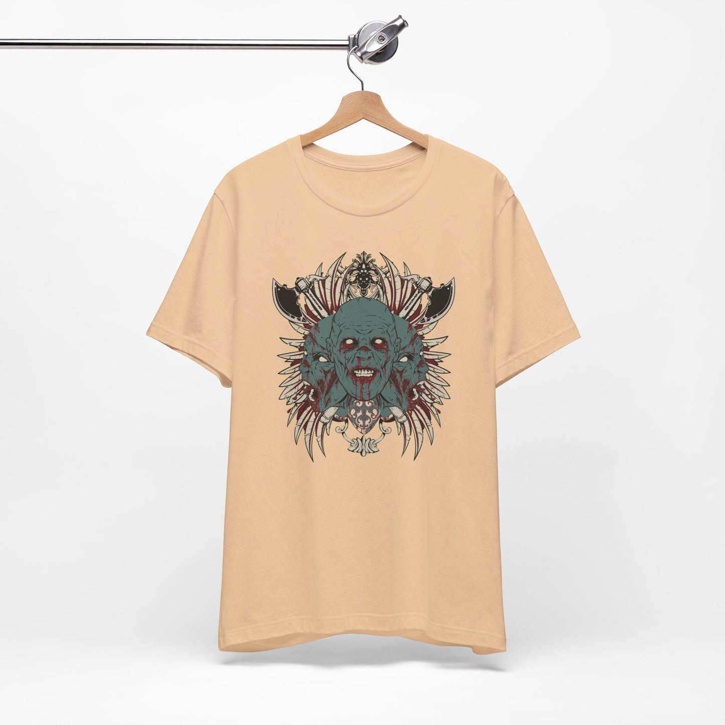 Zombie Skull Mandala T-Shirt Horror Graphic Tee, Gothic Skull Art-54-2