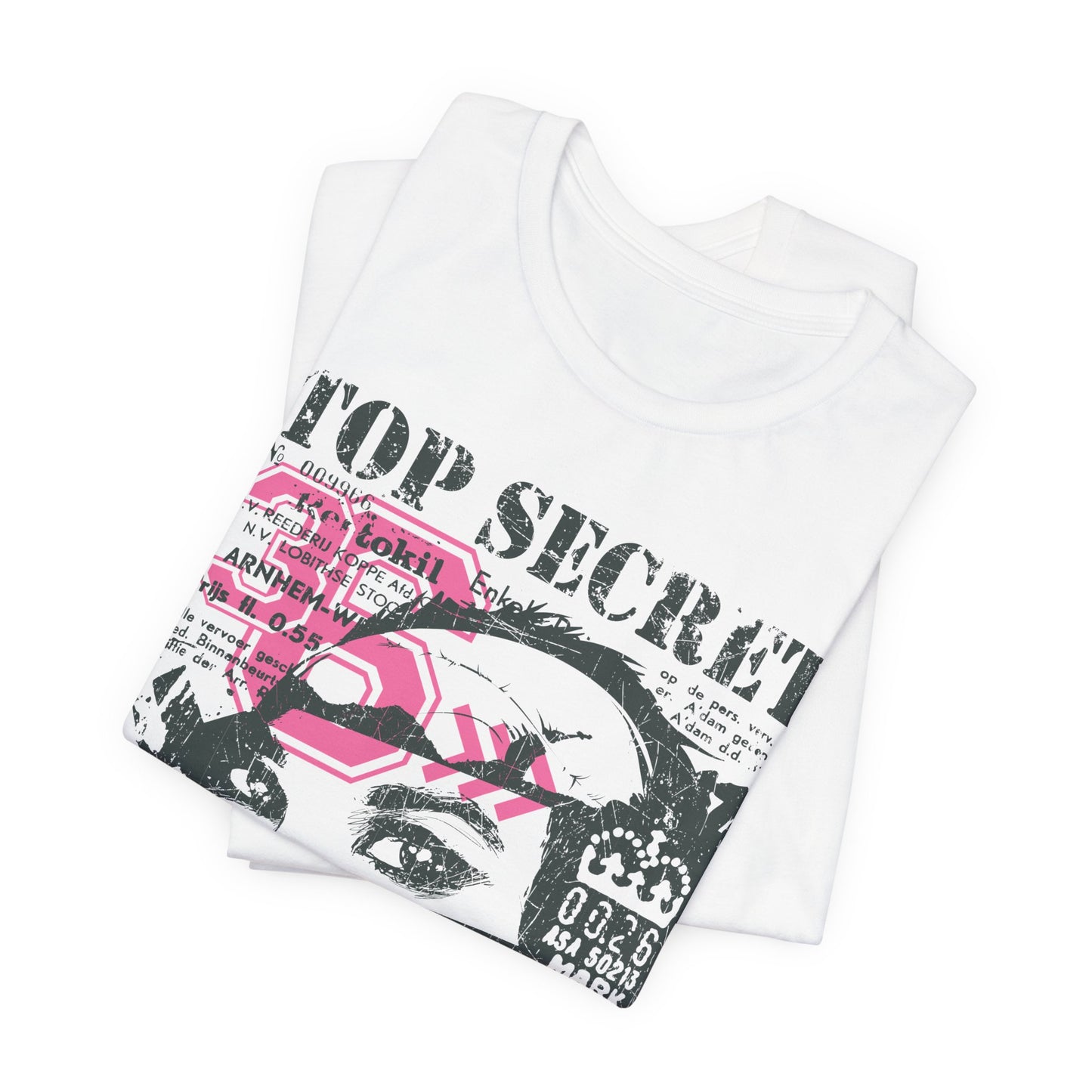 Top Secret Skull Face Tee Grunge Graphic T-Shirt Retro Collage A-6