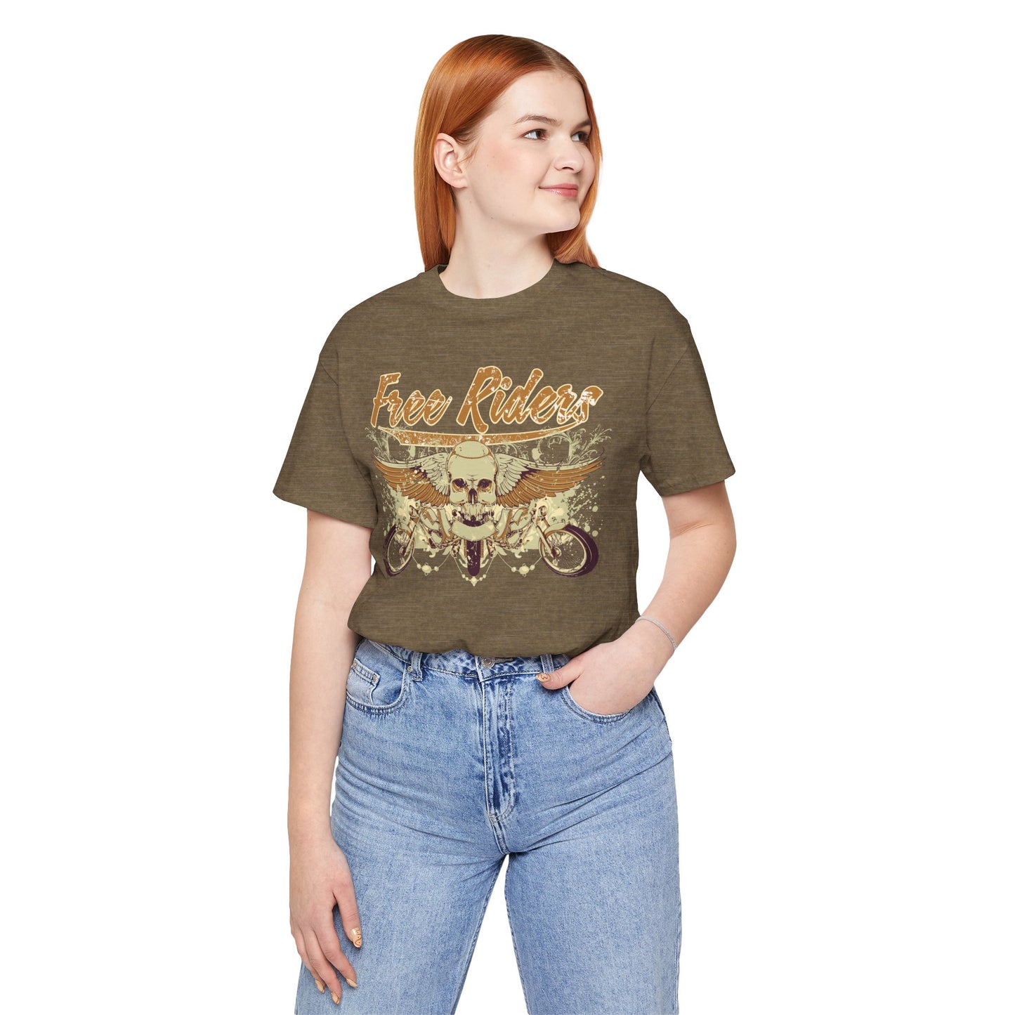 Free Riders Skull Motorcycle Tee Biker Graphic Art Design T-Shirt A-1