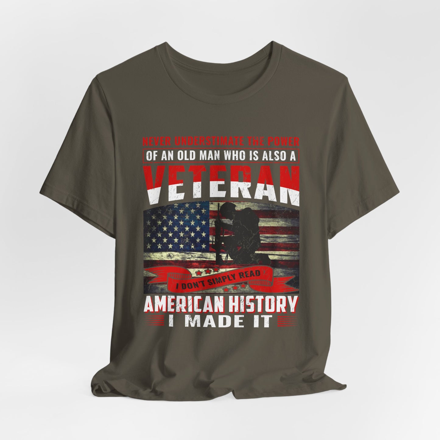 Veteran American flag T-Shirt I Made It Old Man Veteran Military Pride Unisex Cotton v32