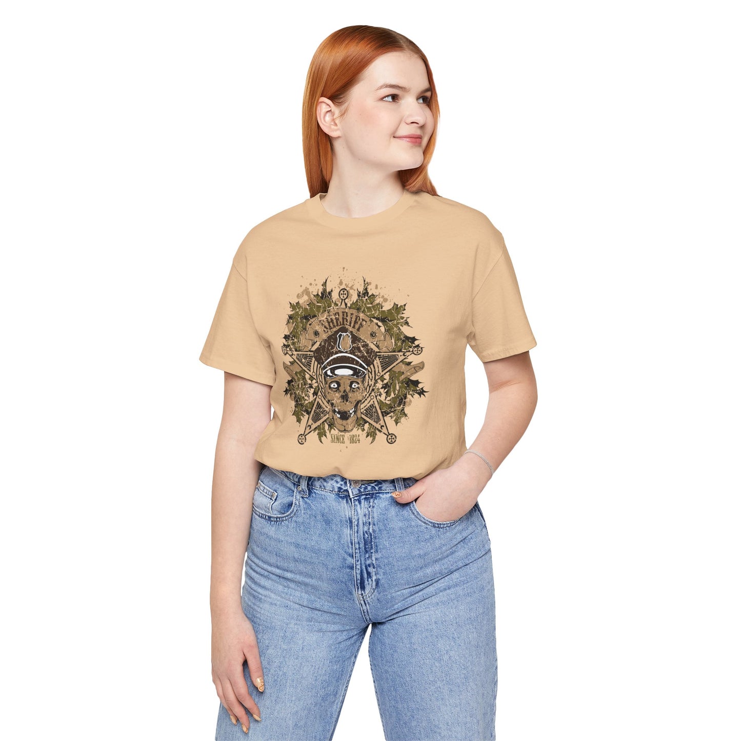 Skull Floral Emblem Graphic Unisex Cotton Tee Art-45