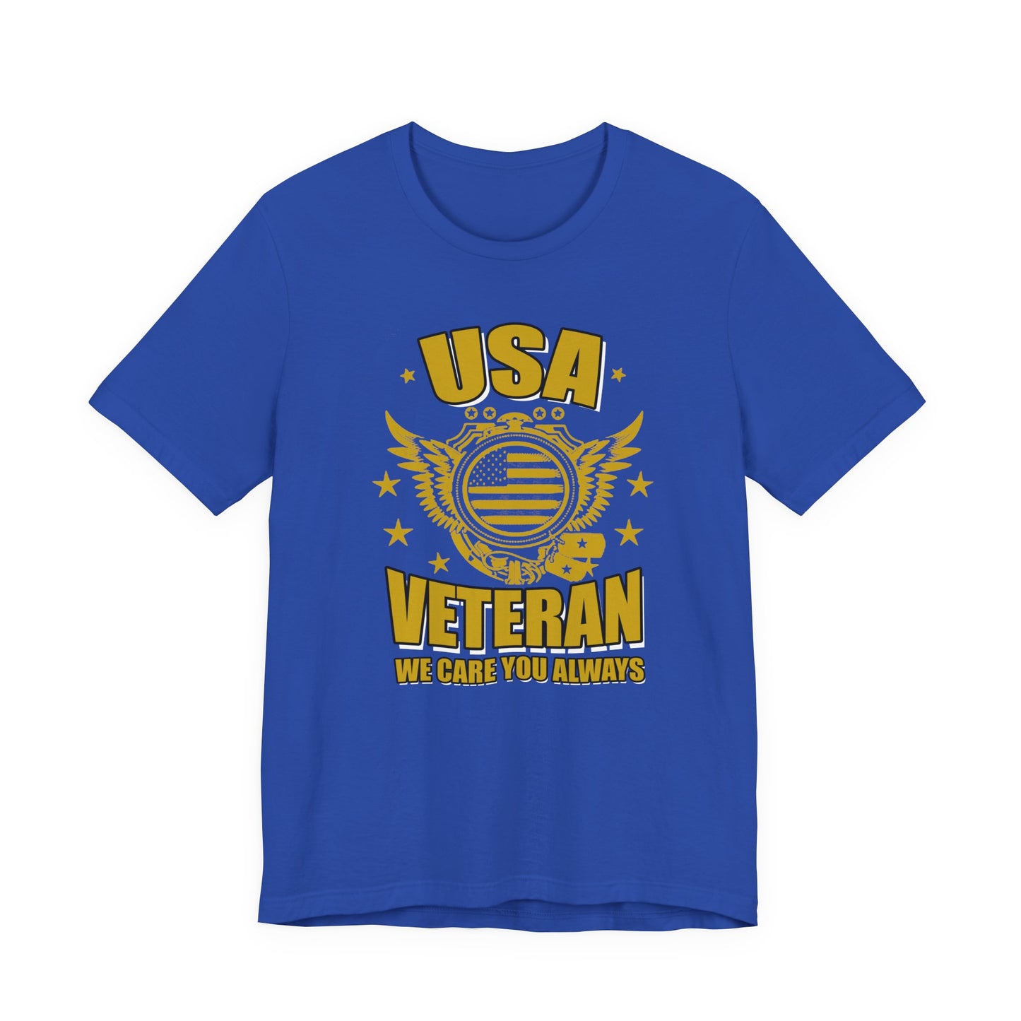 USA Veteran T-Shirt Military Emblem Winged Badge Stars Unisex Cotton v59