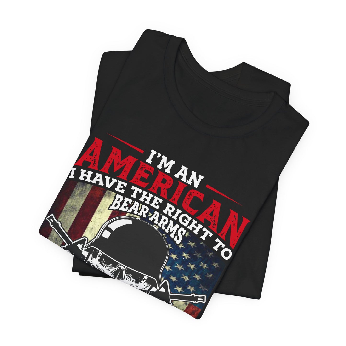 American Skull with Guns T-Shirt 2nd Amendment Flag Unisex Cotton Tee v29