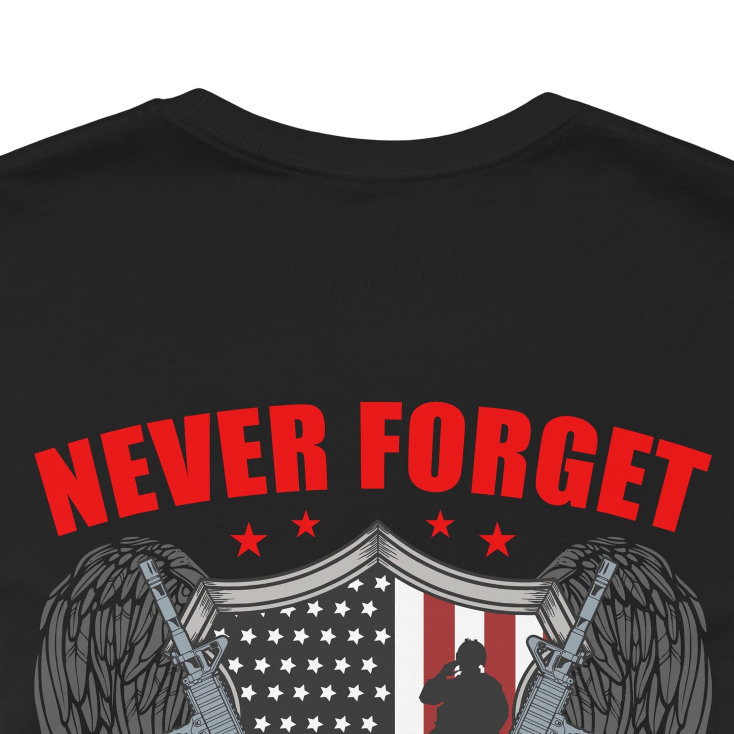 Never Forget Our Fallen Heroes T-Shirt American Flag Shield Eagles Unisex Cotton v39