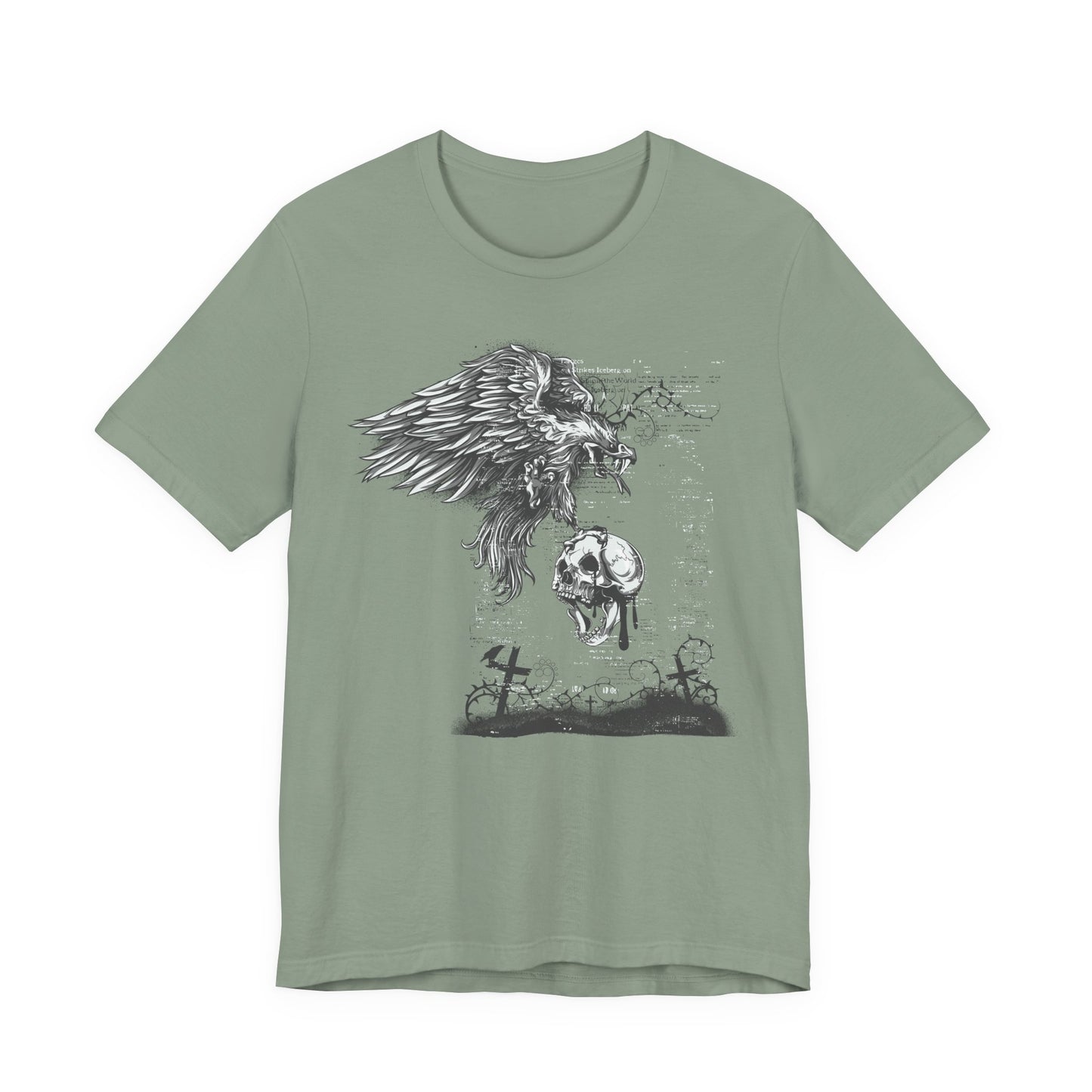 Raven and Skull Illustration Graphic Unisex Cotton T-Shirt r19