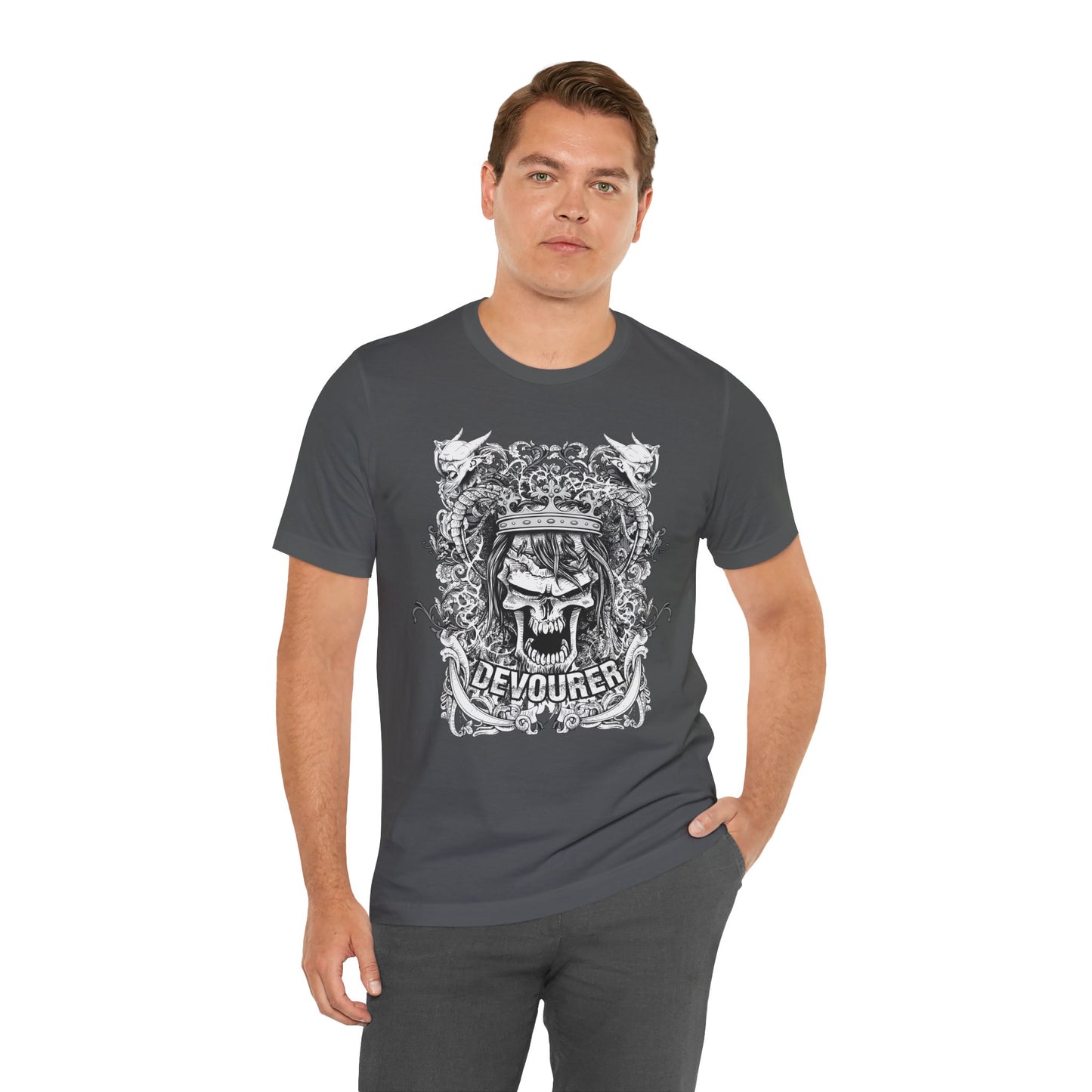Gothic Skull Illustration Graphic Unisex Cotton T-Shirt r13