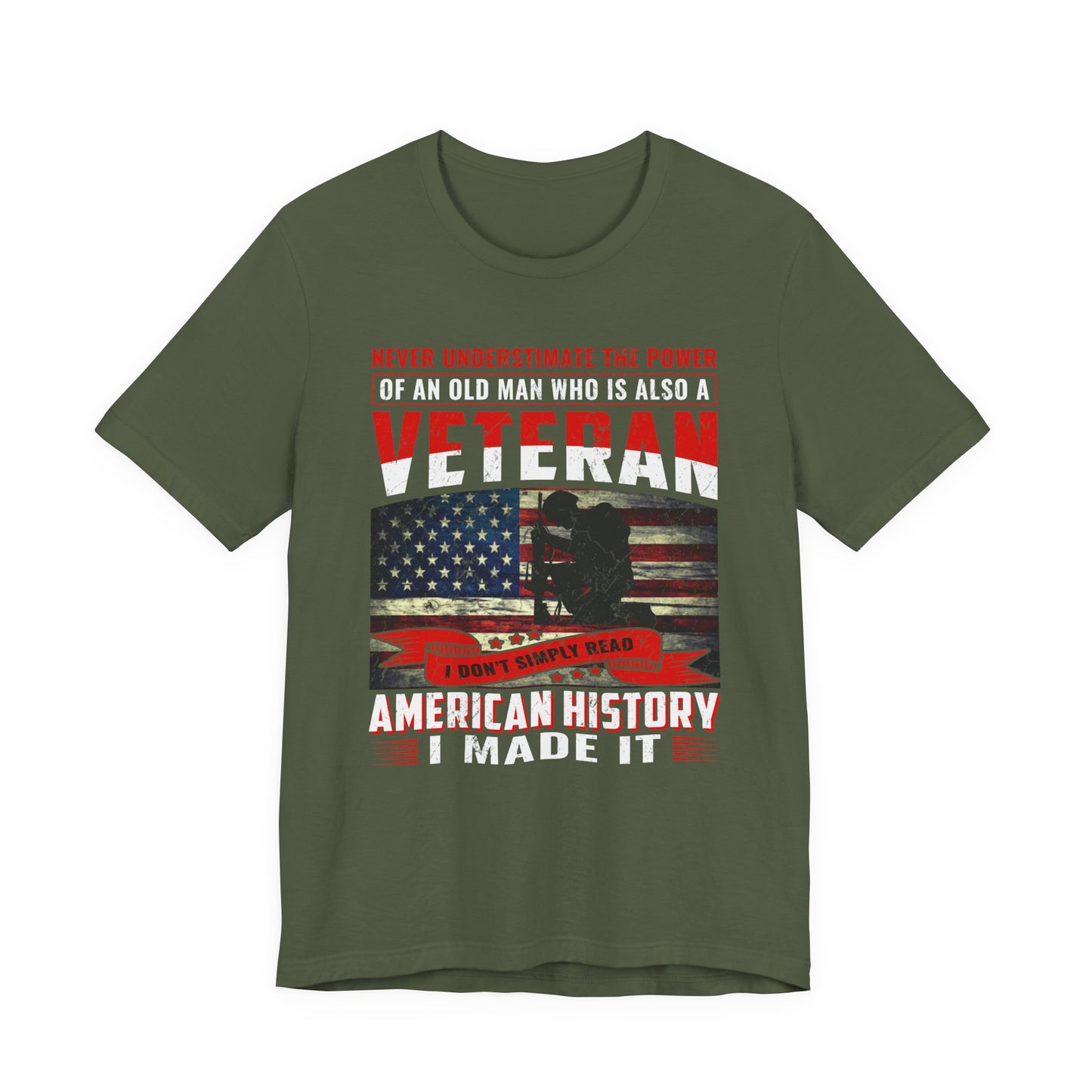Veteran American flag T-Shirt I Made It Old Man Veteran Military Pride Unisex Cotton v32
