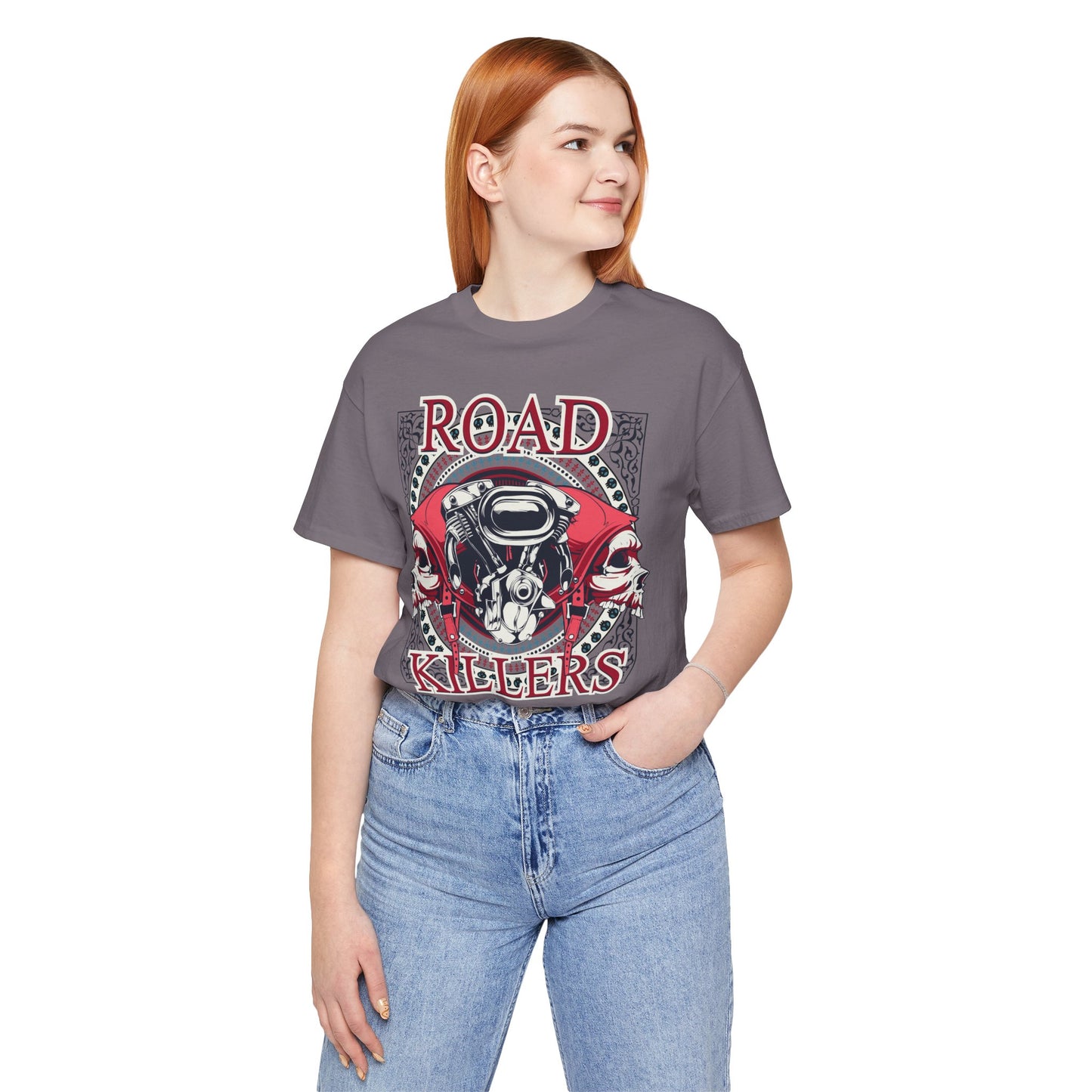 Dark Road Motorcycle Helmet Skull Tee Biker graphic t-shirt G-1