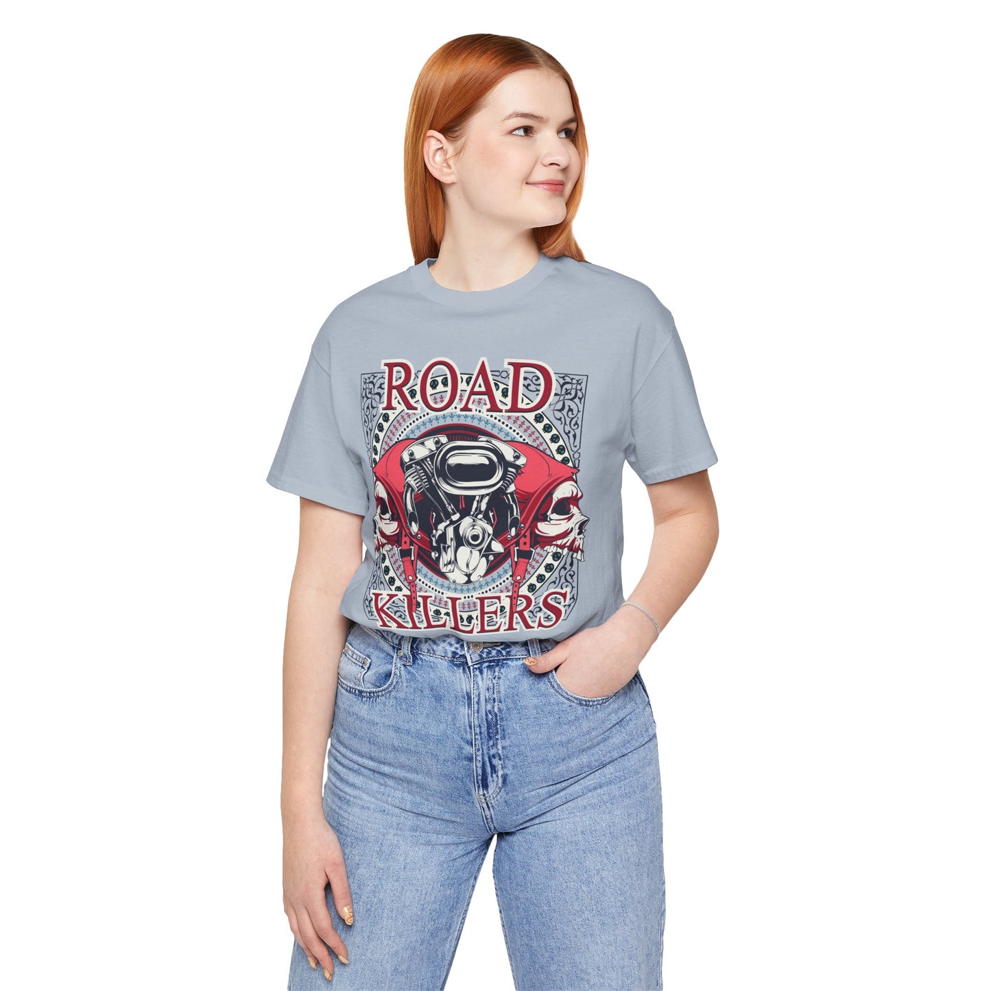 Dark Road Motorcycle Helmet Skull Tee Biker graphic t-shirt G-1