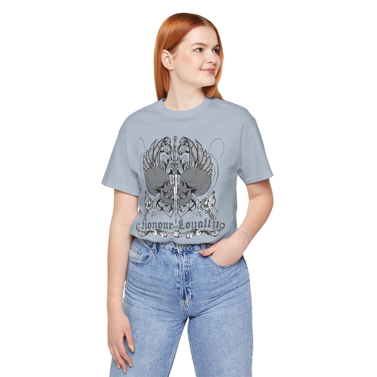 Honor Loyalty crest tee Gothic heraldry skulls wings emblem Art-48