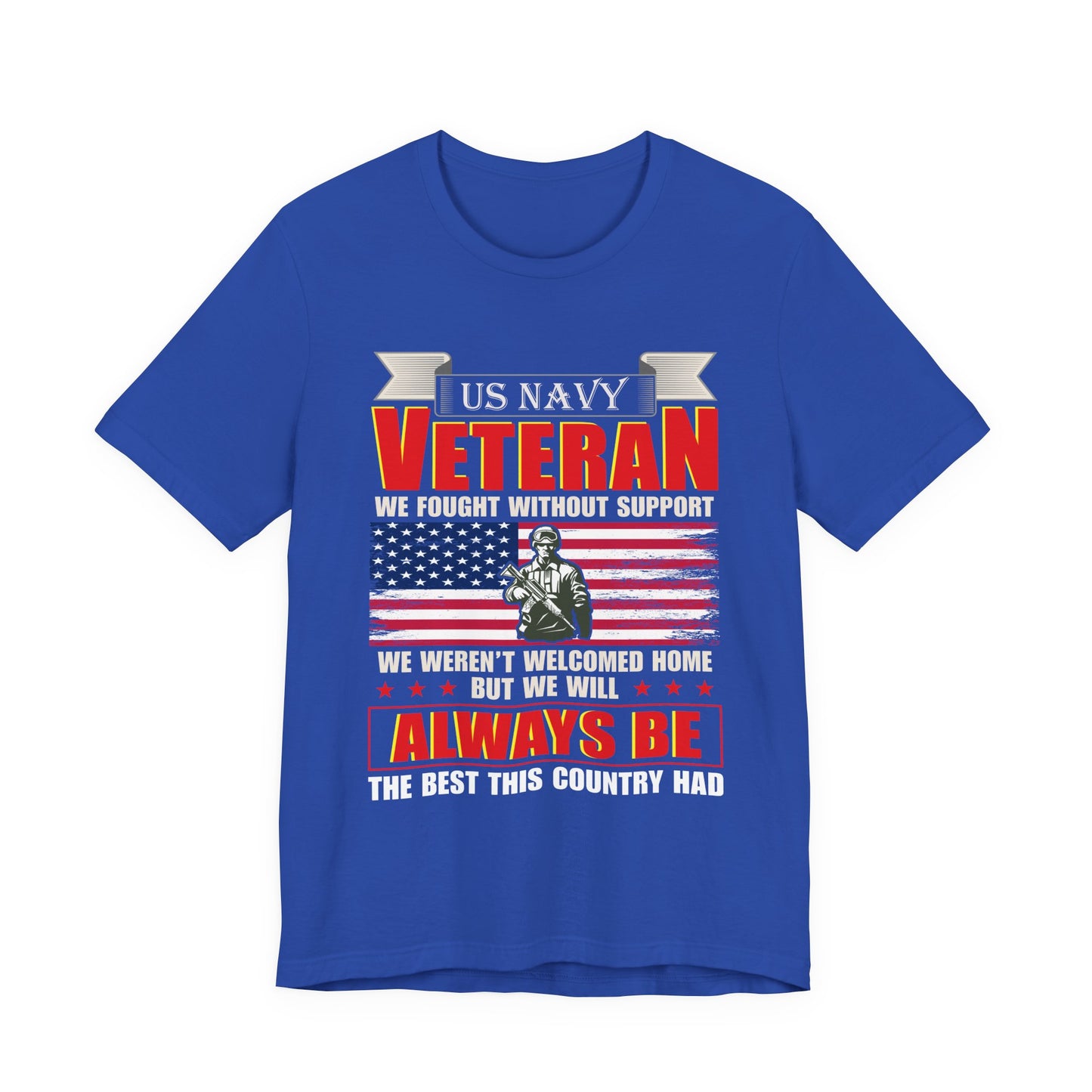 US Navy Veteran T-Shirt American Flag Soldier Graphic Patriotic Military Unisex Cotton v42