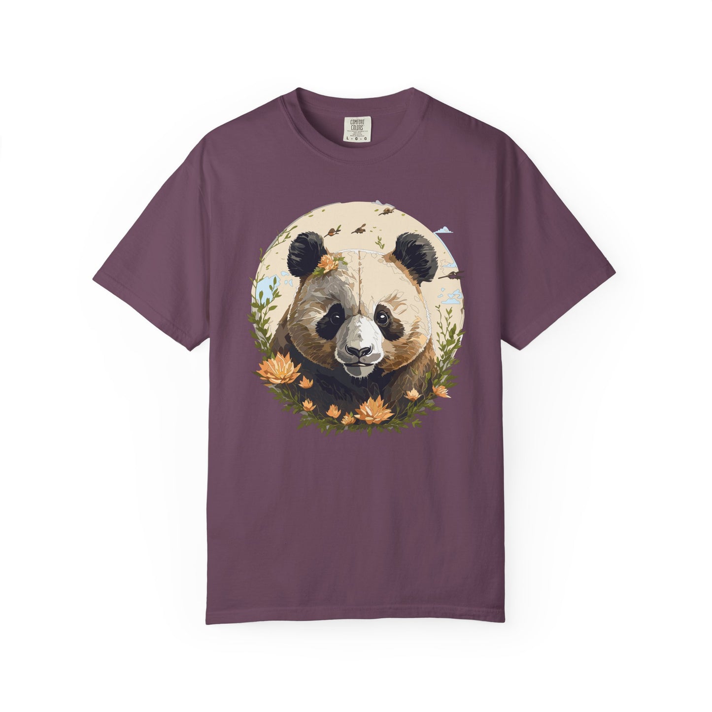 Panda Portrait T-Shirt Unisex Cotton Floral Meadow Circle Animal Art Tee p9