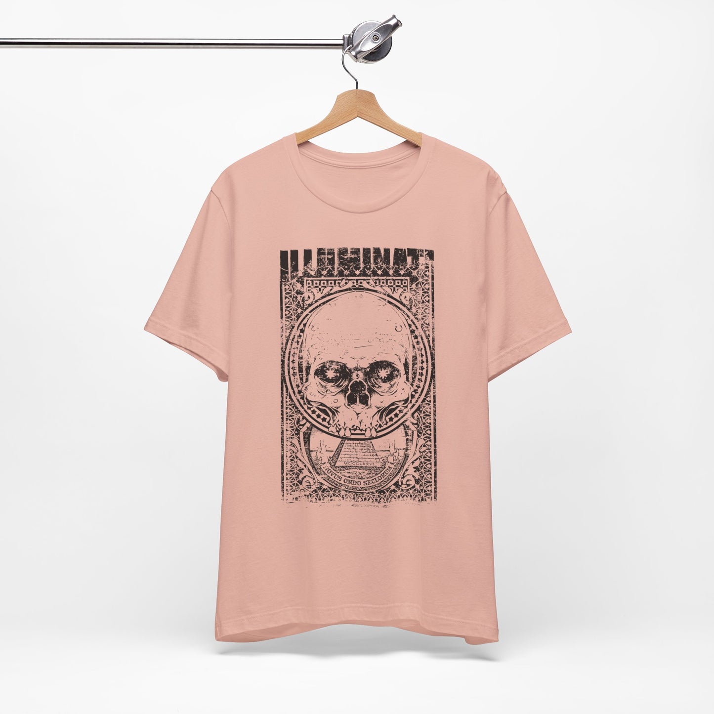 Skull Circle Graphic T-Shirt Vintage Etching Illustration Art Design Tee A-9