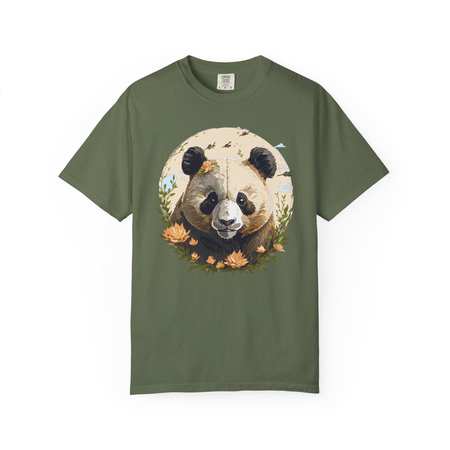 Panda Portrait T-Shirt Unisex Cotton Floral Meadow Circle Animal Art Tee p9