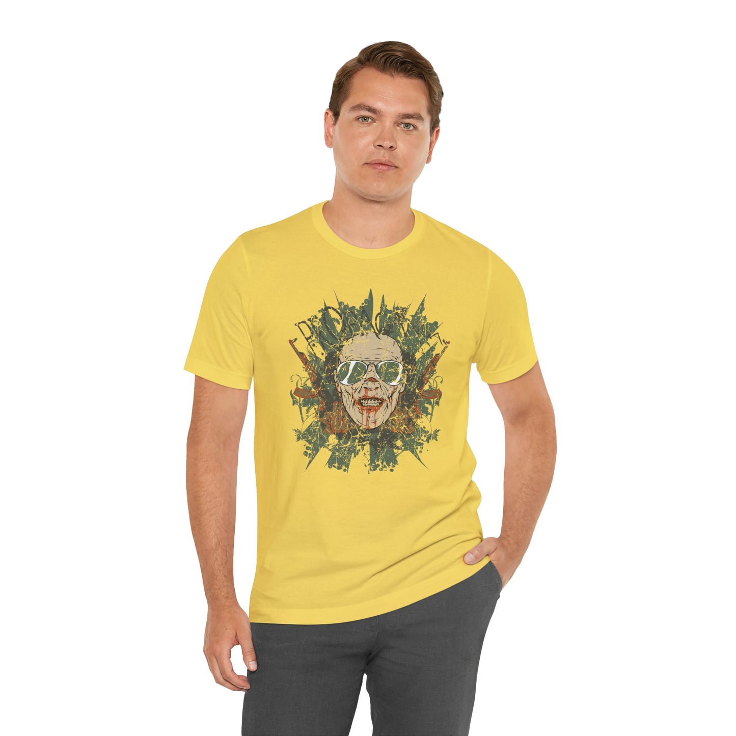 Retro Skull Floral Graphic Design Unisex Cotton T-Shirt G-2