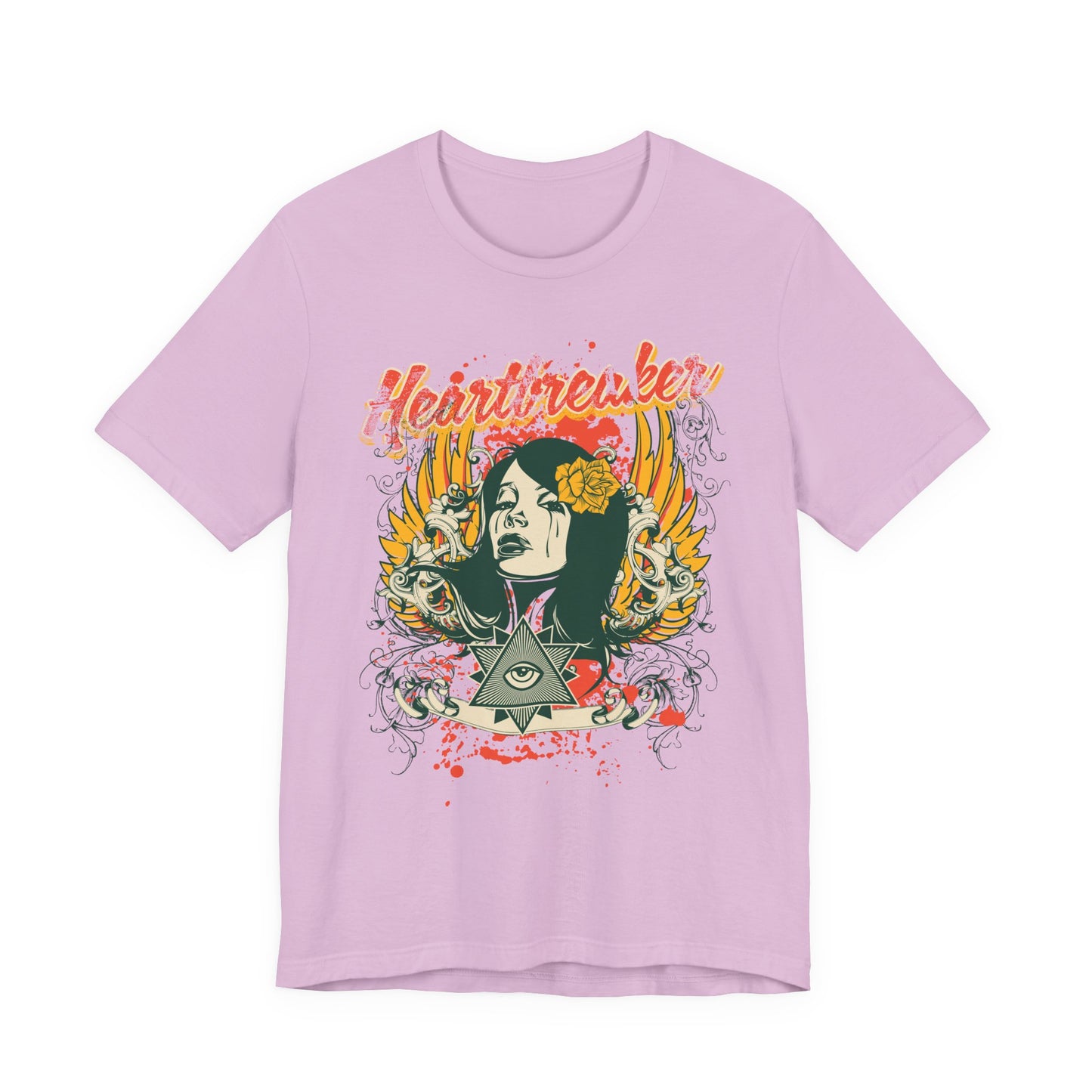 Heartbreaker Illustration Tee Retro Femme Portrait Floral Skull Graphic T-Shirt