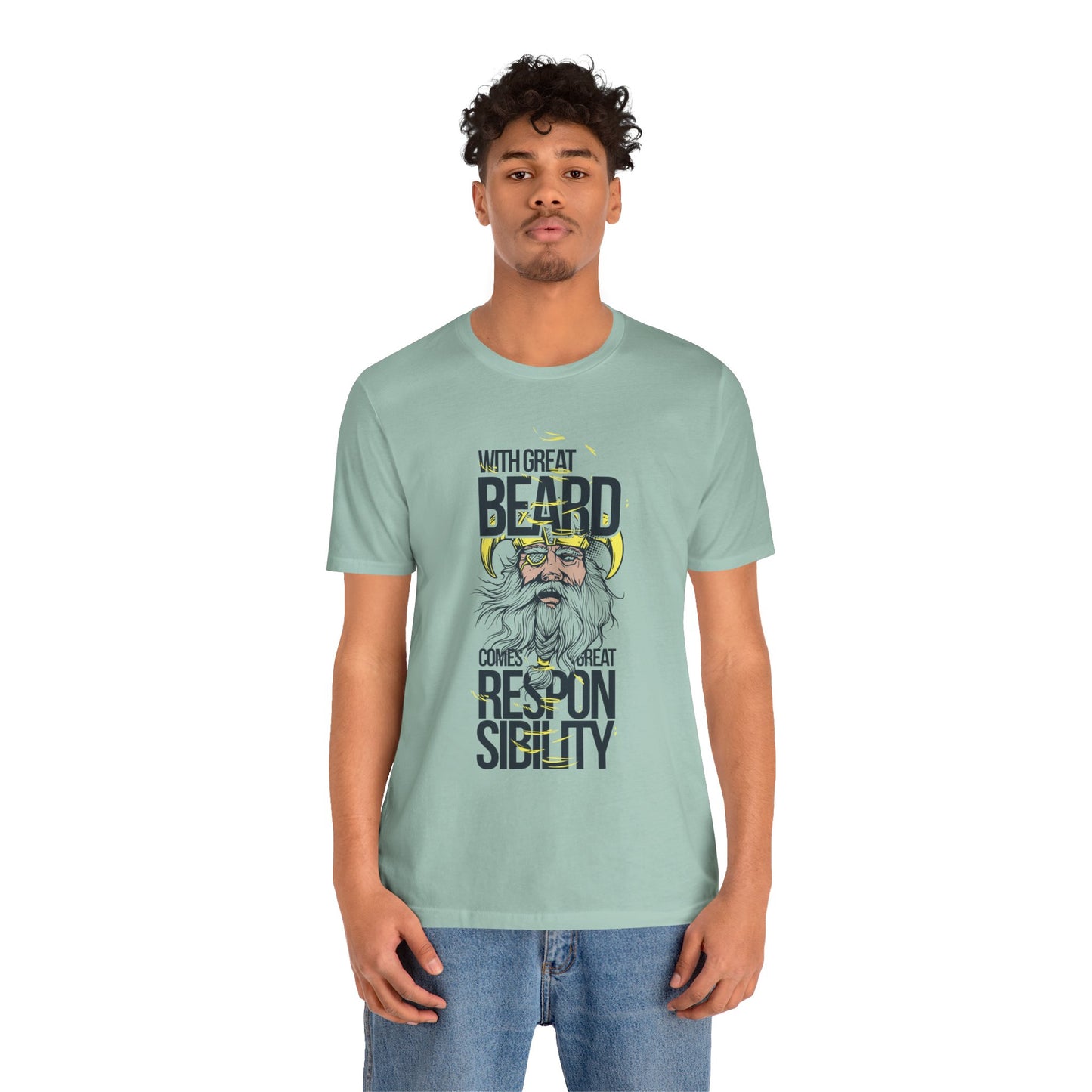 With Great Beard Comes Great Responsibility Tee Viking Beard Graphic Shirt A-2