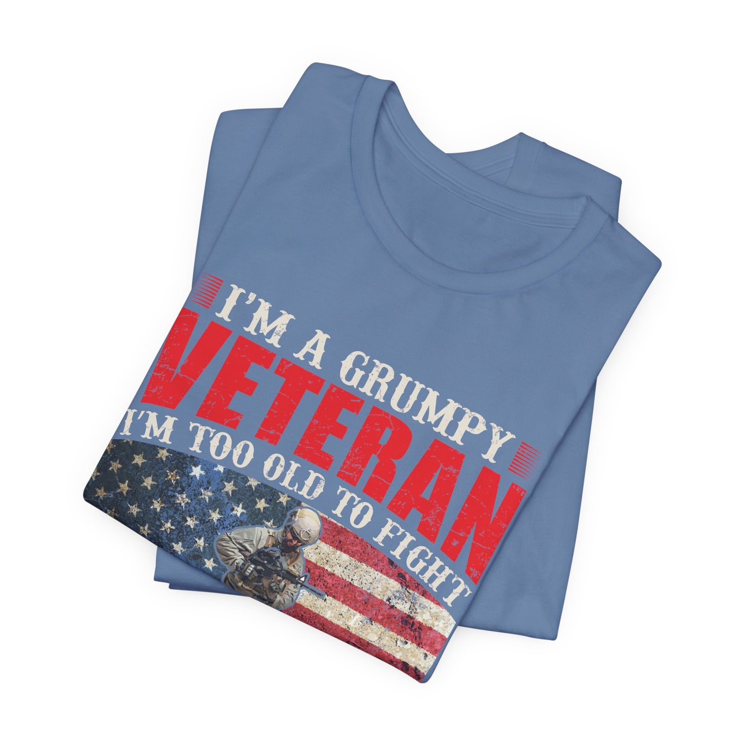 Grumpy Veteran Flag graphic Tee Veteran Patriotic Unisex Cotton Shirt v38