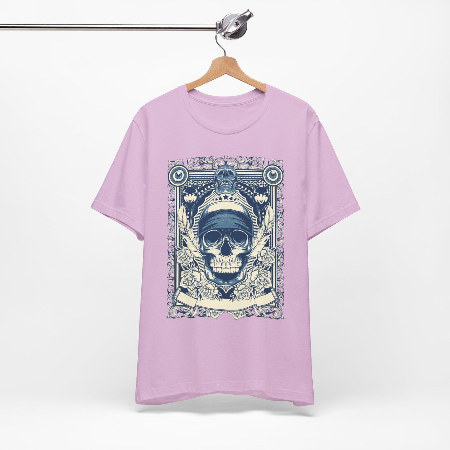 Skull Crown Graphic Tee Vintage Ornate Skull Illustration Rock Band T-Shirt