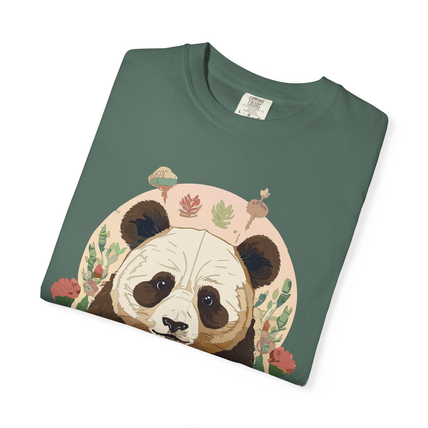 Panda Portrait T-Shirt Unisex Cotton Floral Chinese Graphic Circle Animal Art Tee p2