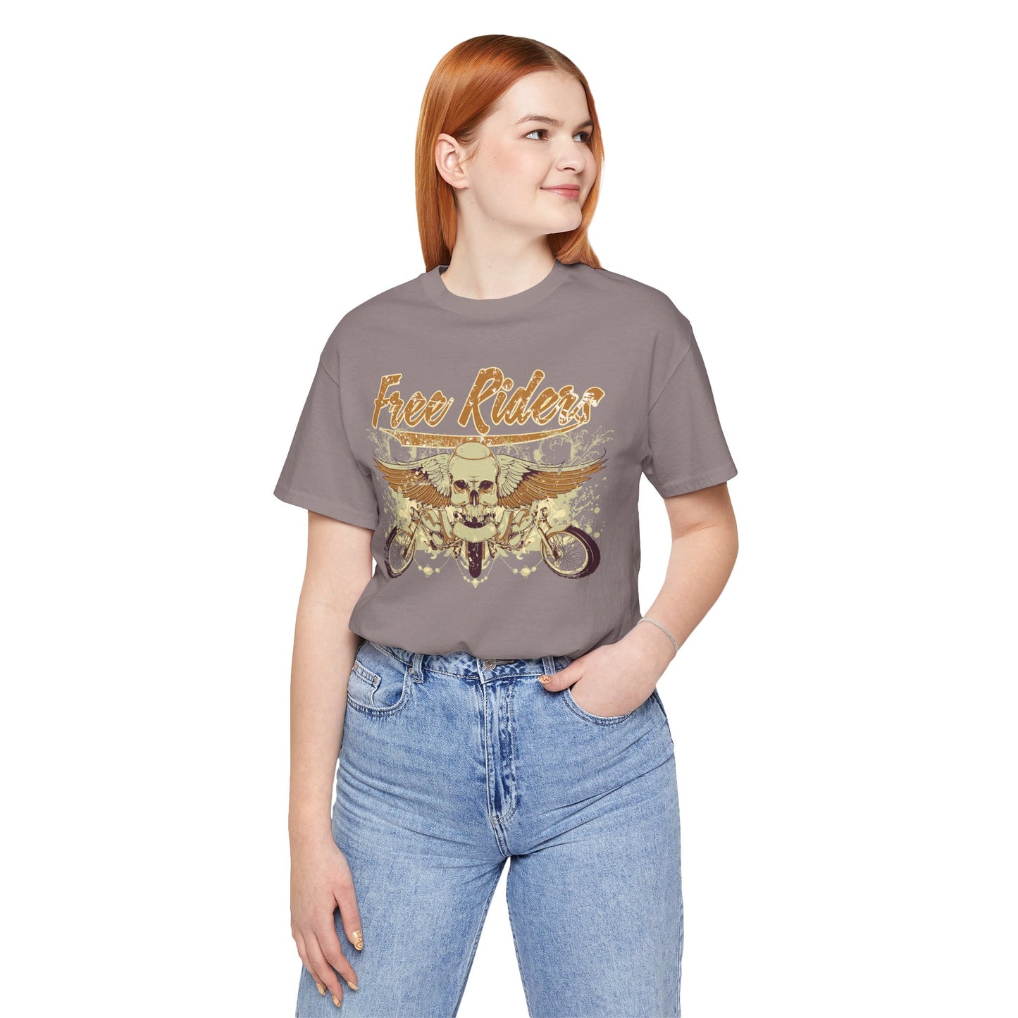 Free Riders Skull Motorcycle Tee Biker Graphic Art Design T-Shirt A-1