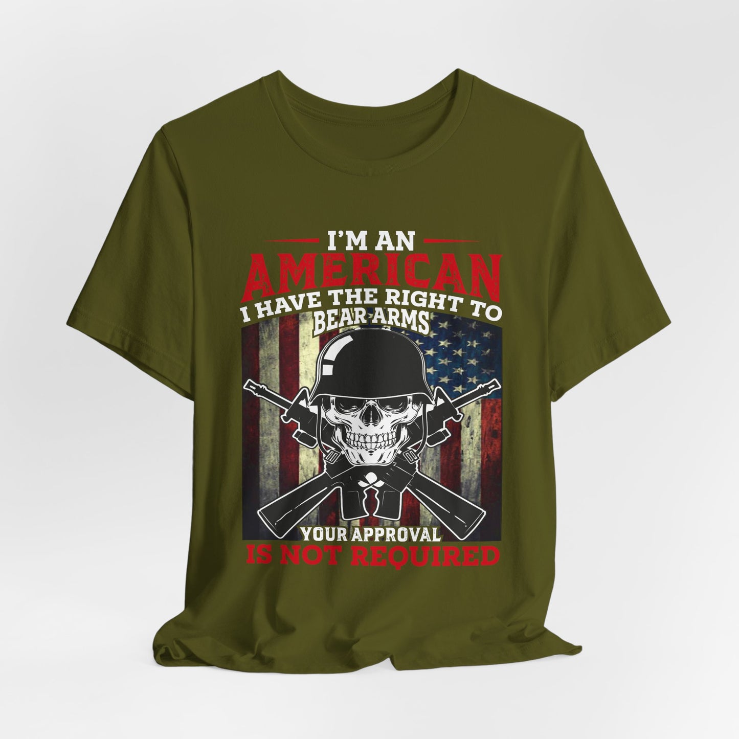 American Skull with Guns T-Shirt 2nd Amendment Flag Unisex Cotton Tee v29