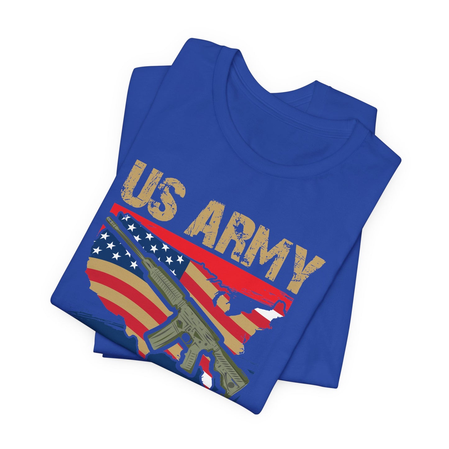 US Army Proud Veteran T-Shirt American Flag Rifle Military Unisex Cotton Tee v17