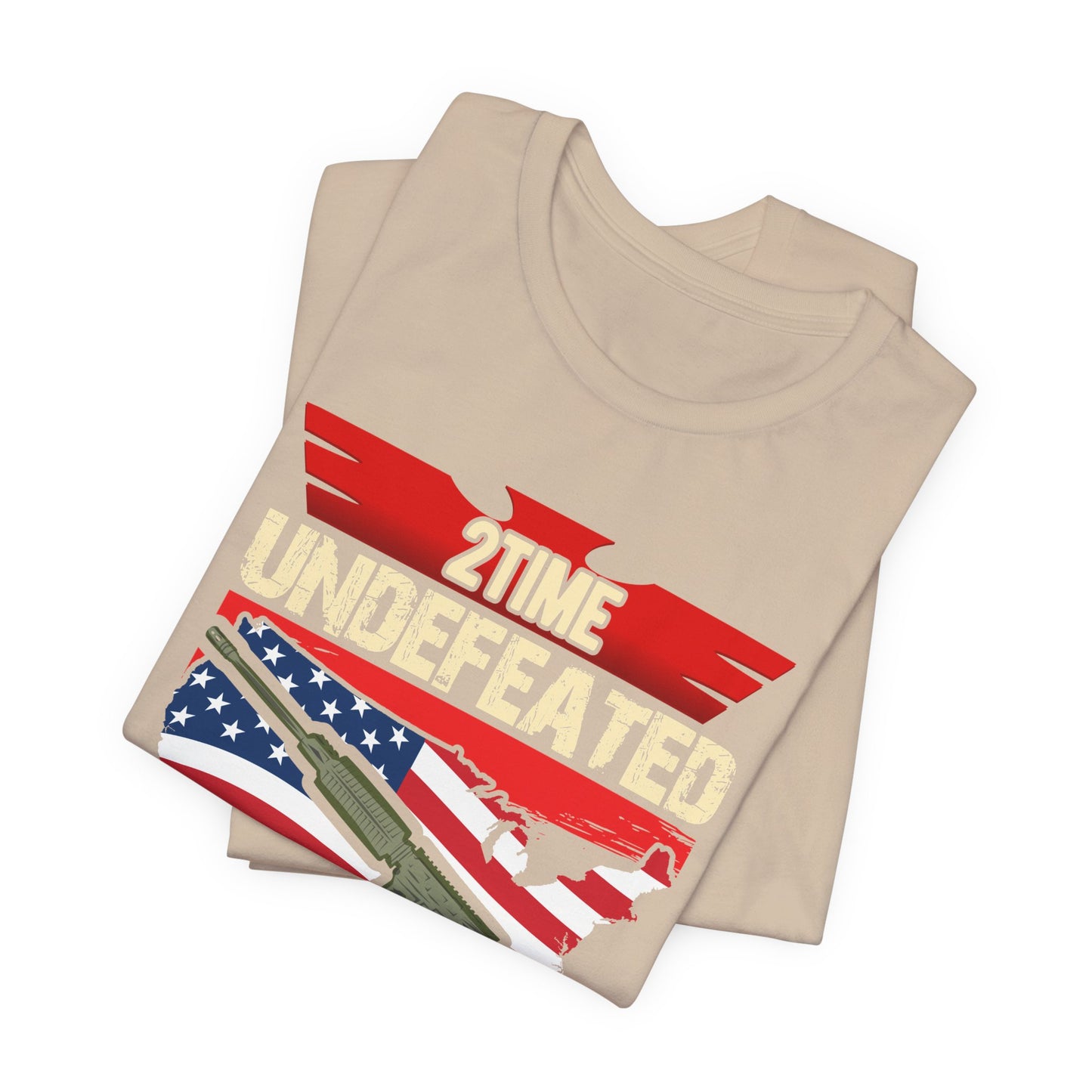 2Time Undefeated World War Champs T-Shirt American Flag Rifle Design Unisex Cotton v15