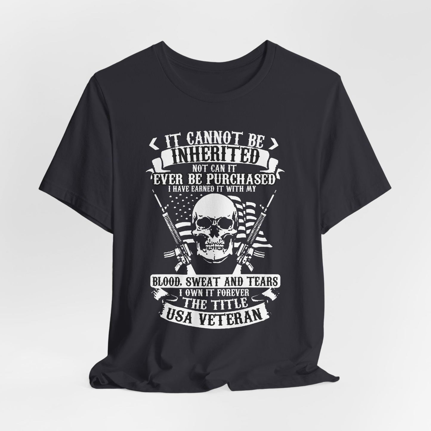 USA Veteran skull flag crossed rifles T-Shirt Military pride Unisex Cotton tee v54