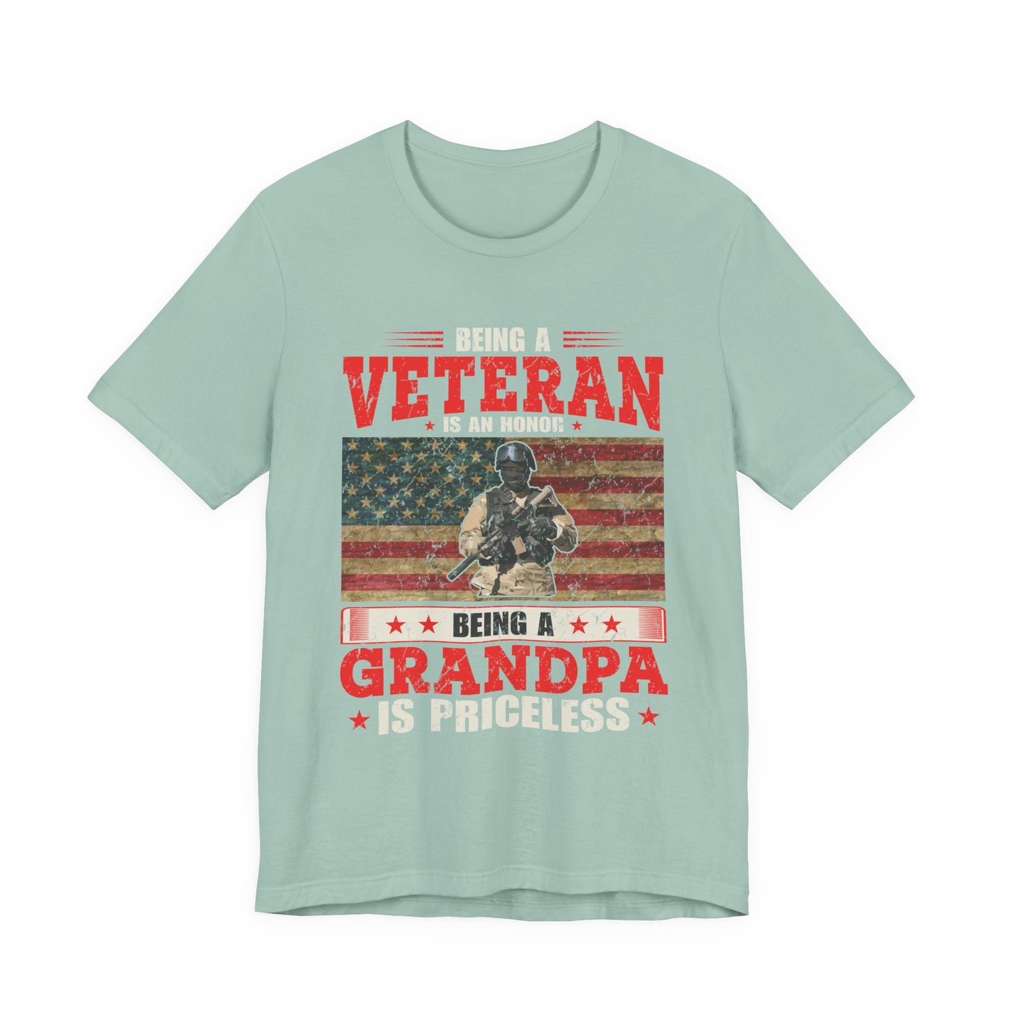 Veteran Grandpa T-Shirt American Flag Soldier Grandpa Unisex Cotton Tee v34