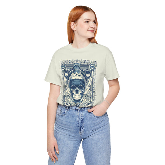Skull Crown Graphic Tee Vintage Ornate Skull Illustration Rock Band T-Shirt