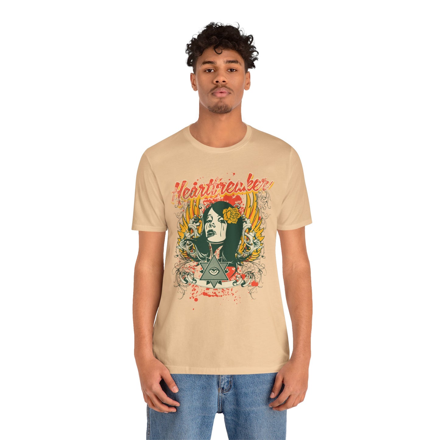 Heartbreaker Illustration Tee Retro Femme Portrait Floral Skull Graphic T-Shirt