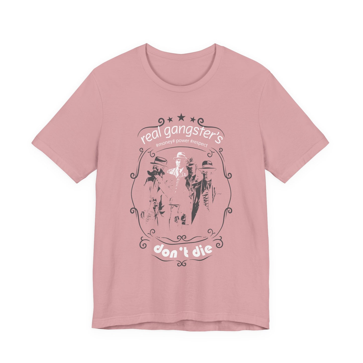 Real Gangsters Don't Die T-Shirt Vintage Outlaw Illustration Retro Biker Tee A-3
