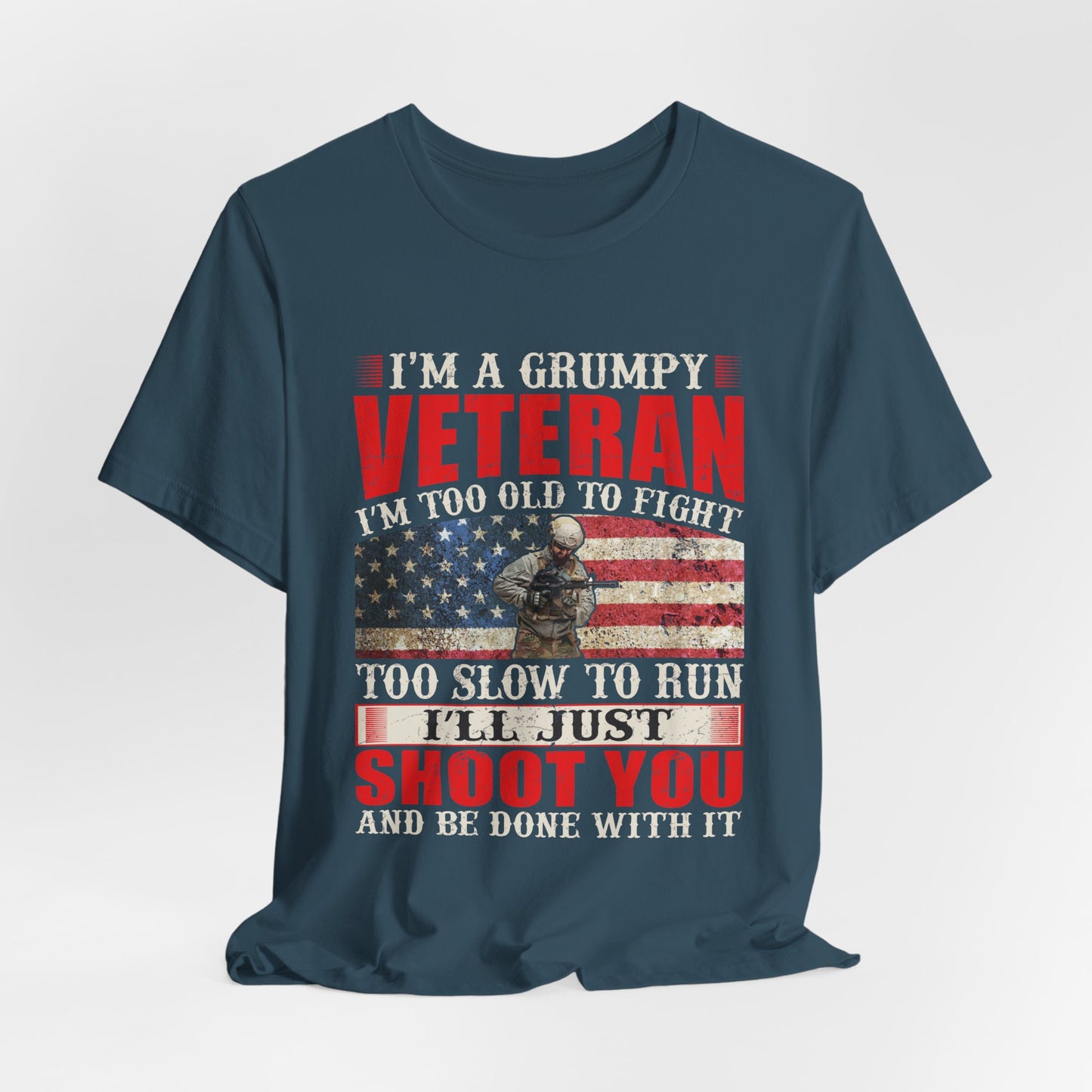 Grumpy Veteran Flag graphic Tee Veteran Patriotic Unisex Cotton Shirt v38