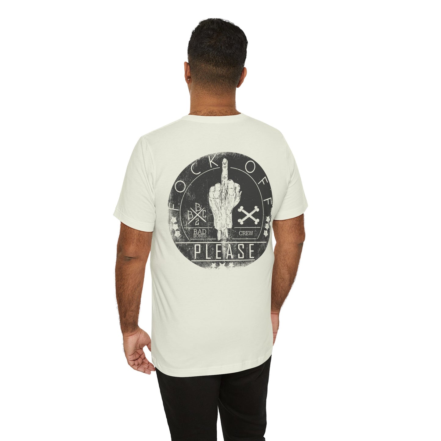 Fk Off Please tee Graphic Middle Finger Skull Design T-Shirt A-11