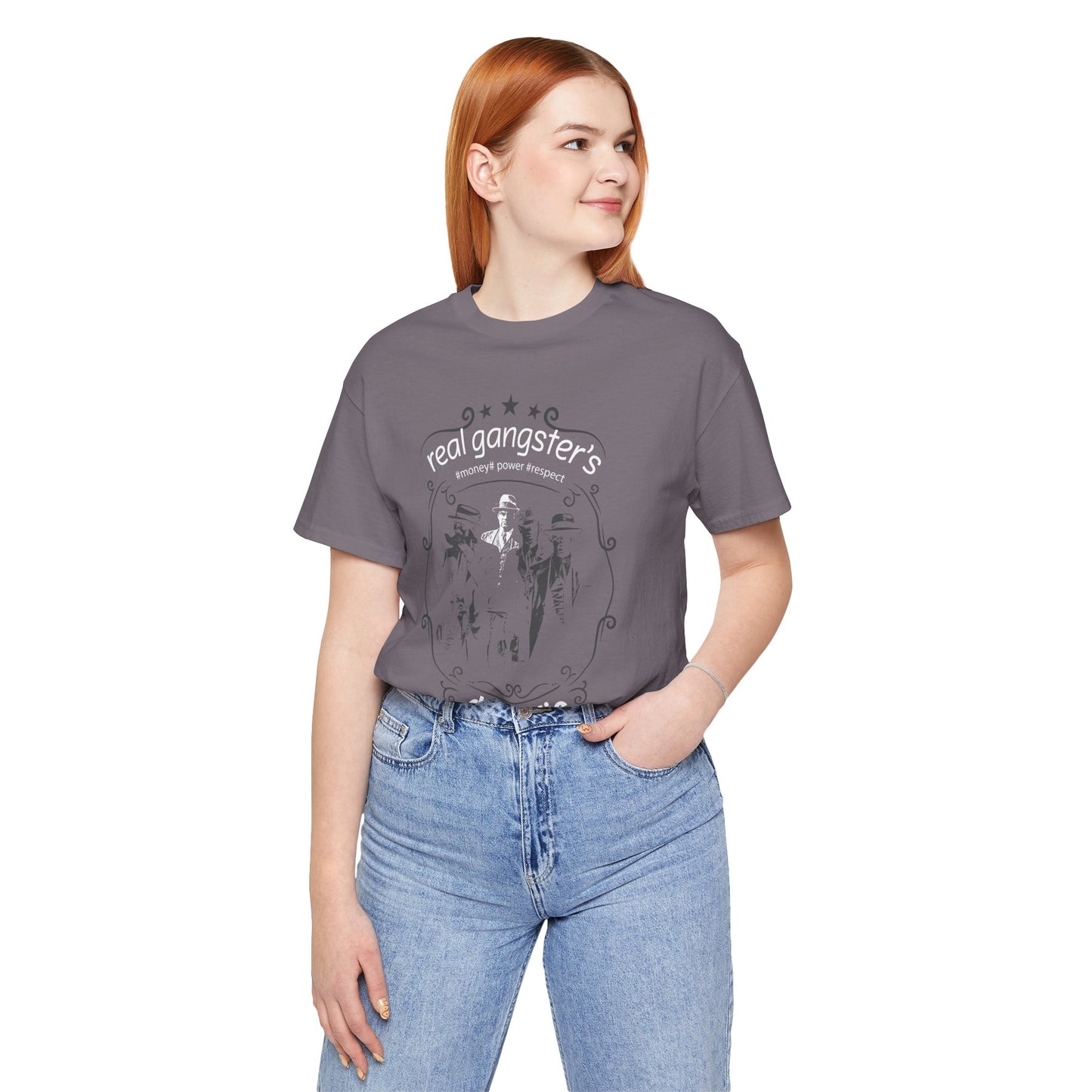 Real Gangsters Don't Die T-Shirt Vintage Outlaw Illustration Retro Biker Tee A-3