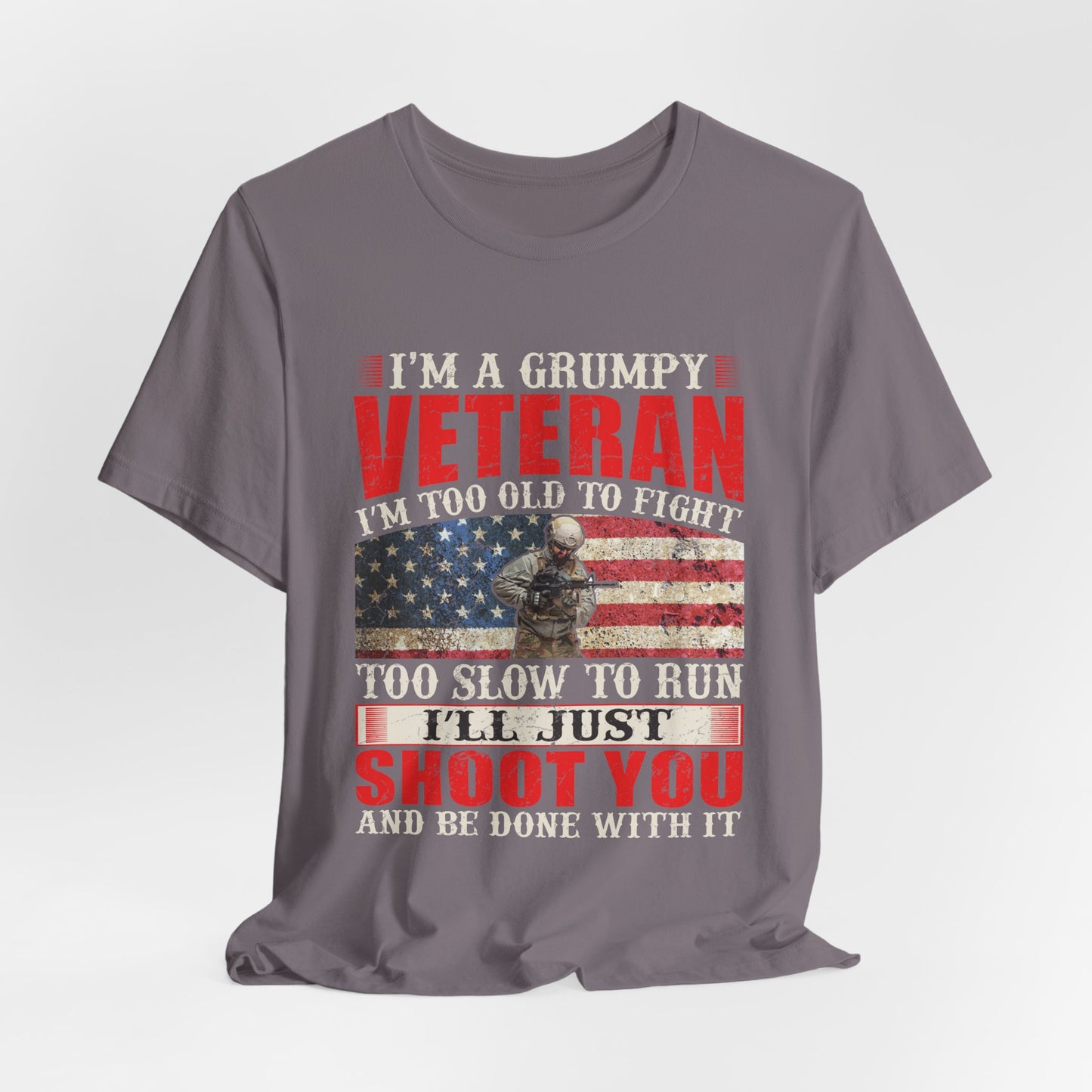 Grumpy Veteran Flag graphic Tee Veteran Patriotic Unisex Cotton Shirt v38