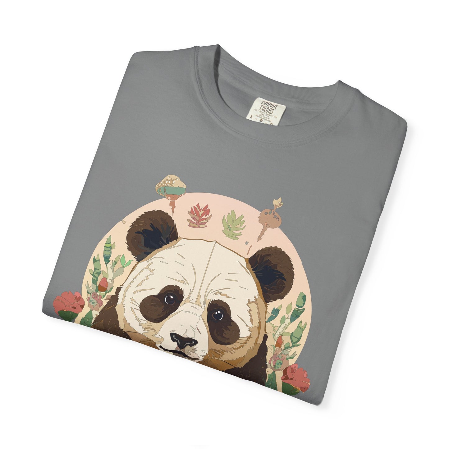 Panda Portrait T-Shirt Unisex Cotton Floral Chinese Graphic Circle Animal Art Tee p2