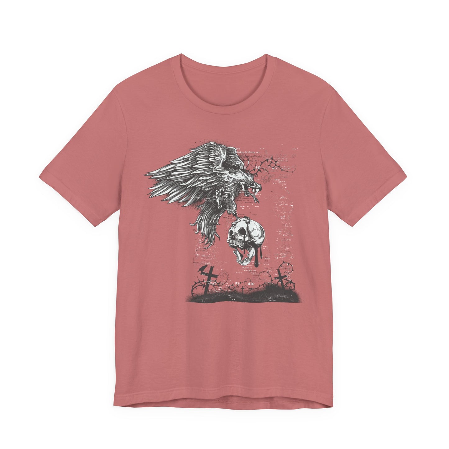Raven and Skull Illustration Graphic Unisex Cotton T-Shirt r19