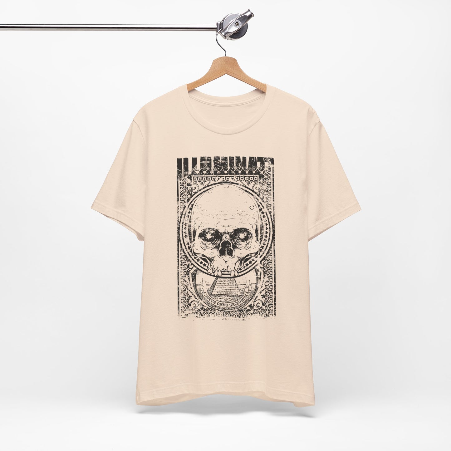 Skull Circle Graphic T-Shirt Vintage Etching Illustration Art Design Tee A-9