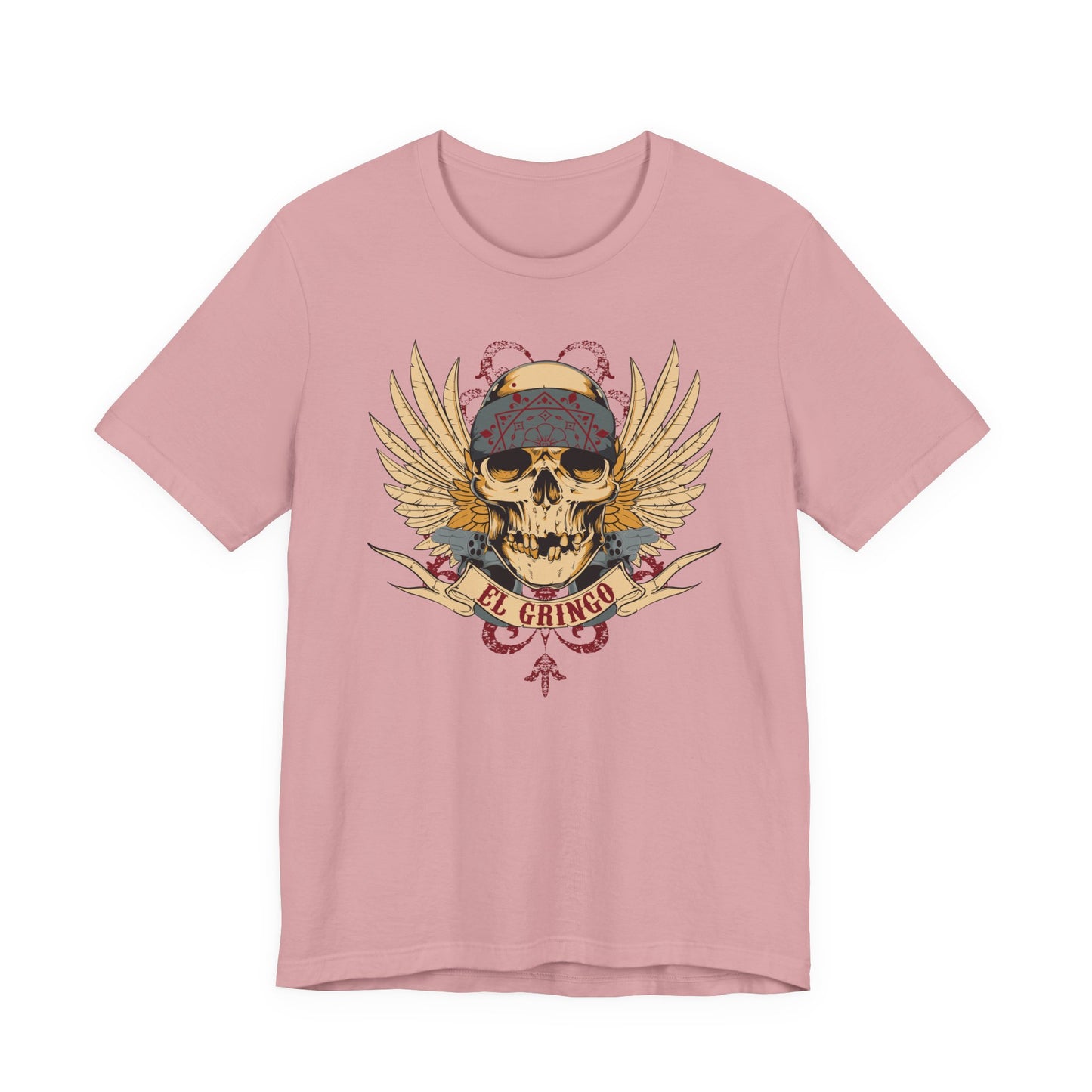 El Gringo Skull with Wings T-Shirt Vintage Tattoo Style Art-53