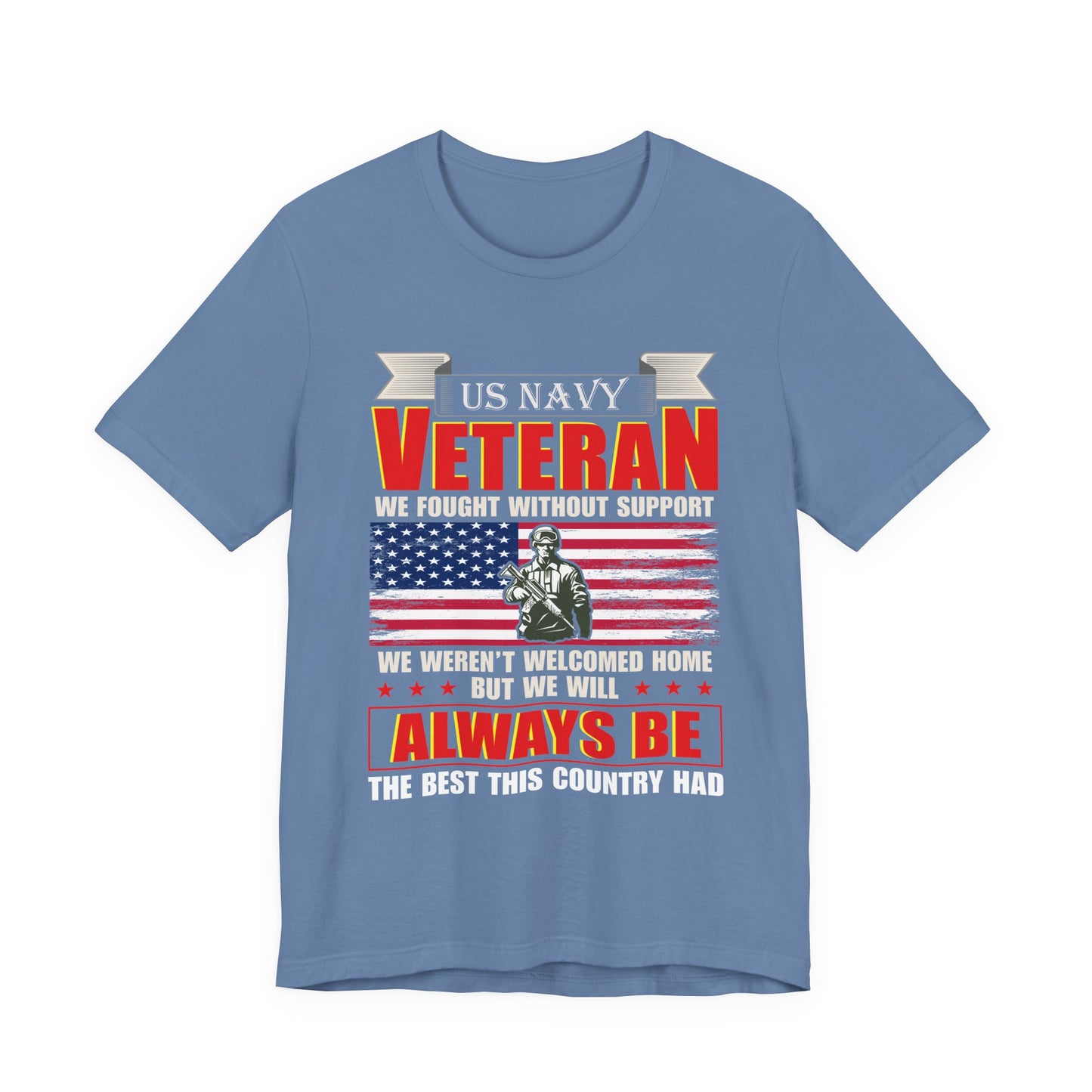 US Navy Veteran T-Shirt American Flag Soldier Graphic Patriotic Military Unisex Cotton v42