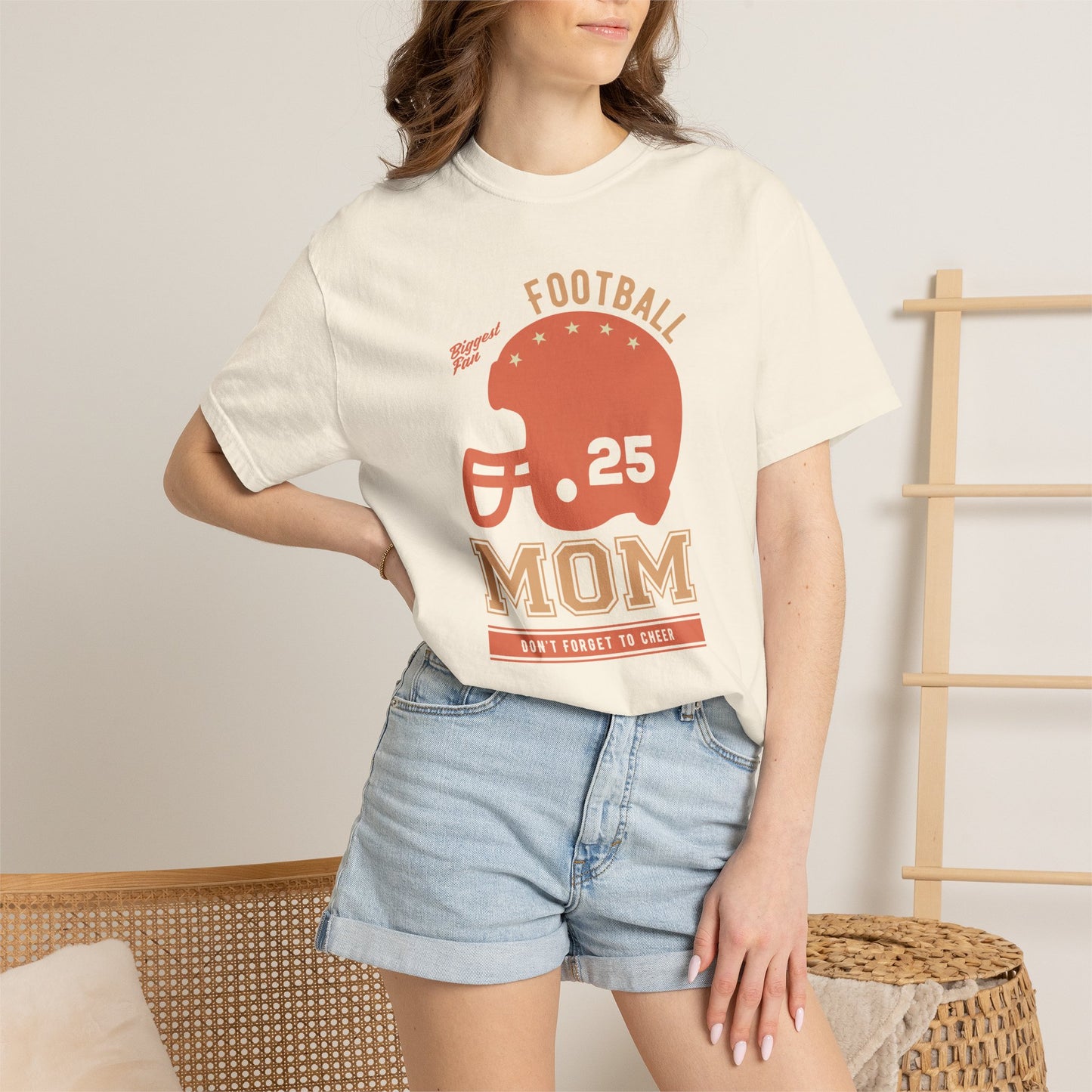 Football Mom T-shirt Mother's Day Mama Tee Unisex Comfort Colors Garment-Dyed Cotton h43