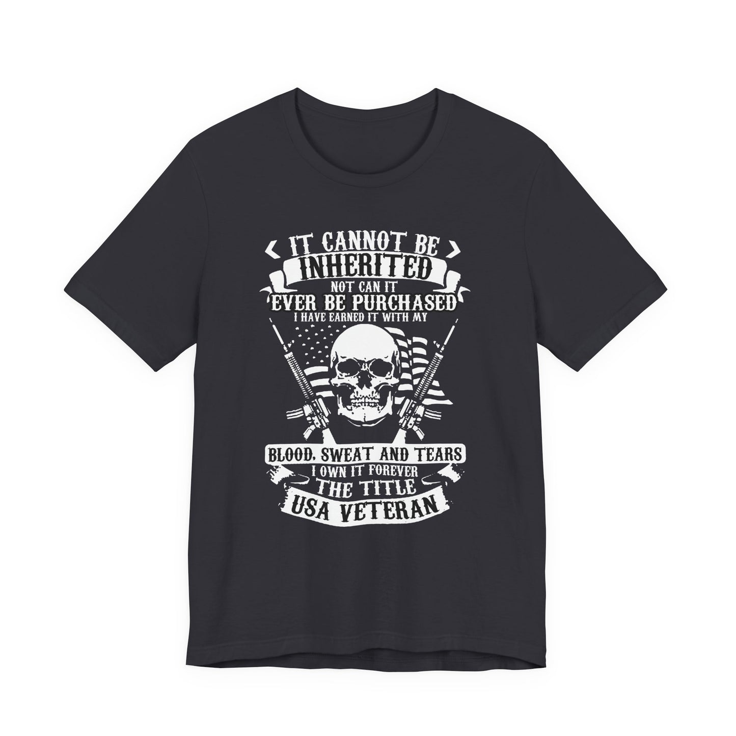 USA Veteran skull flag crossed rifles T-Shirt Military pride Unisex Cotton tee v54