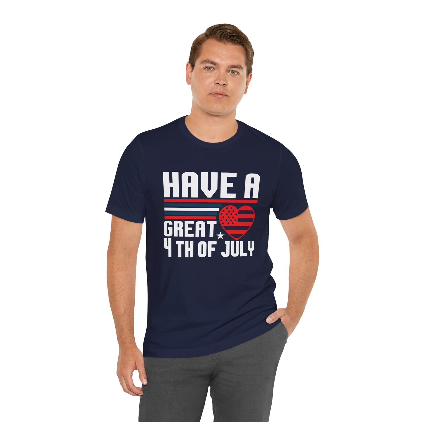 4th of July American Flag Graphic Unisex Cotton T-Shirt 020